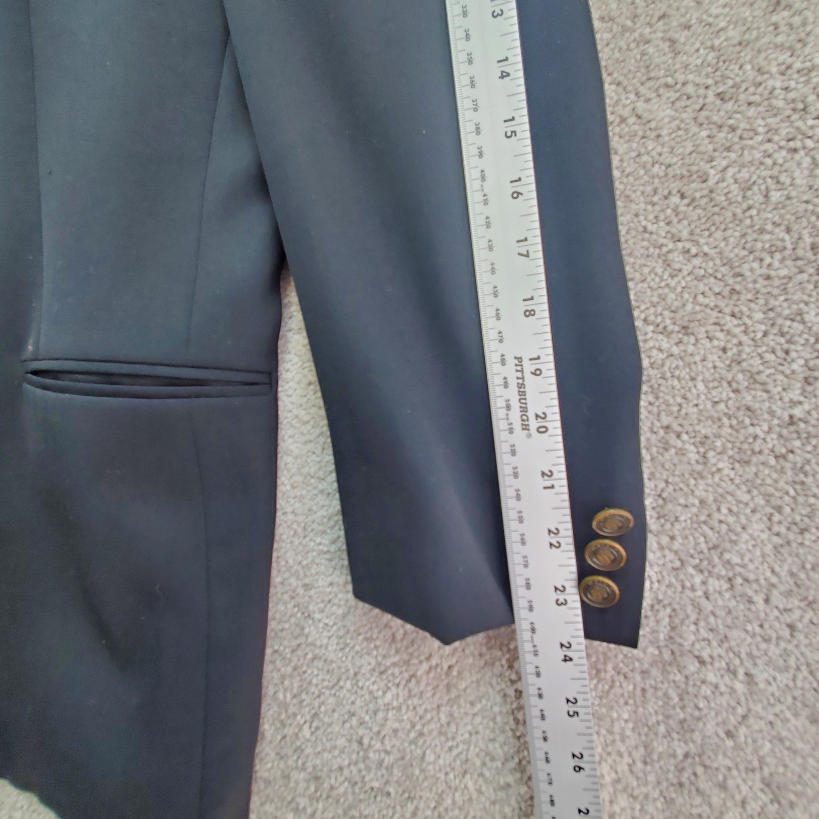Pierre Cardin Mens Double Breasted Blazer 46 Black Gold Tone Buttons 9869