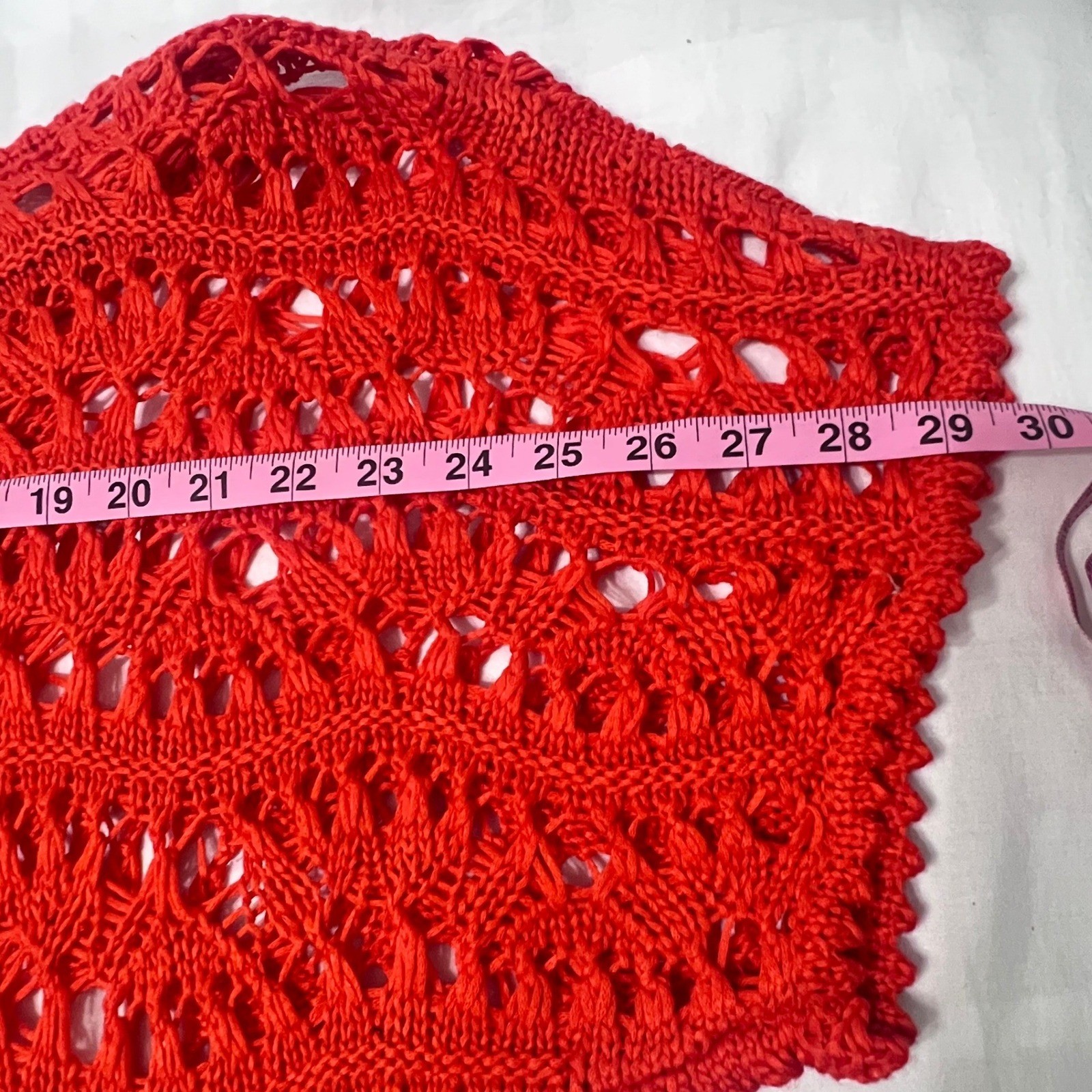 Cato Womens Fire Orange Crochet Open Weave Airy Dolman Sleeve Resort Top Small