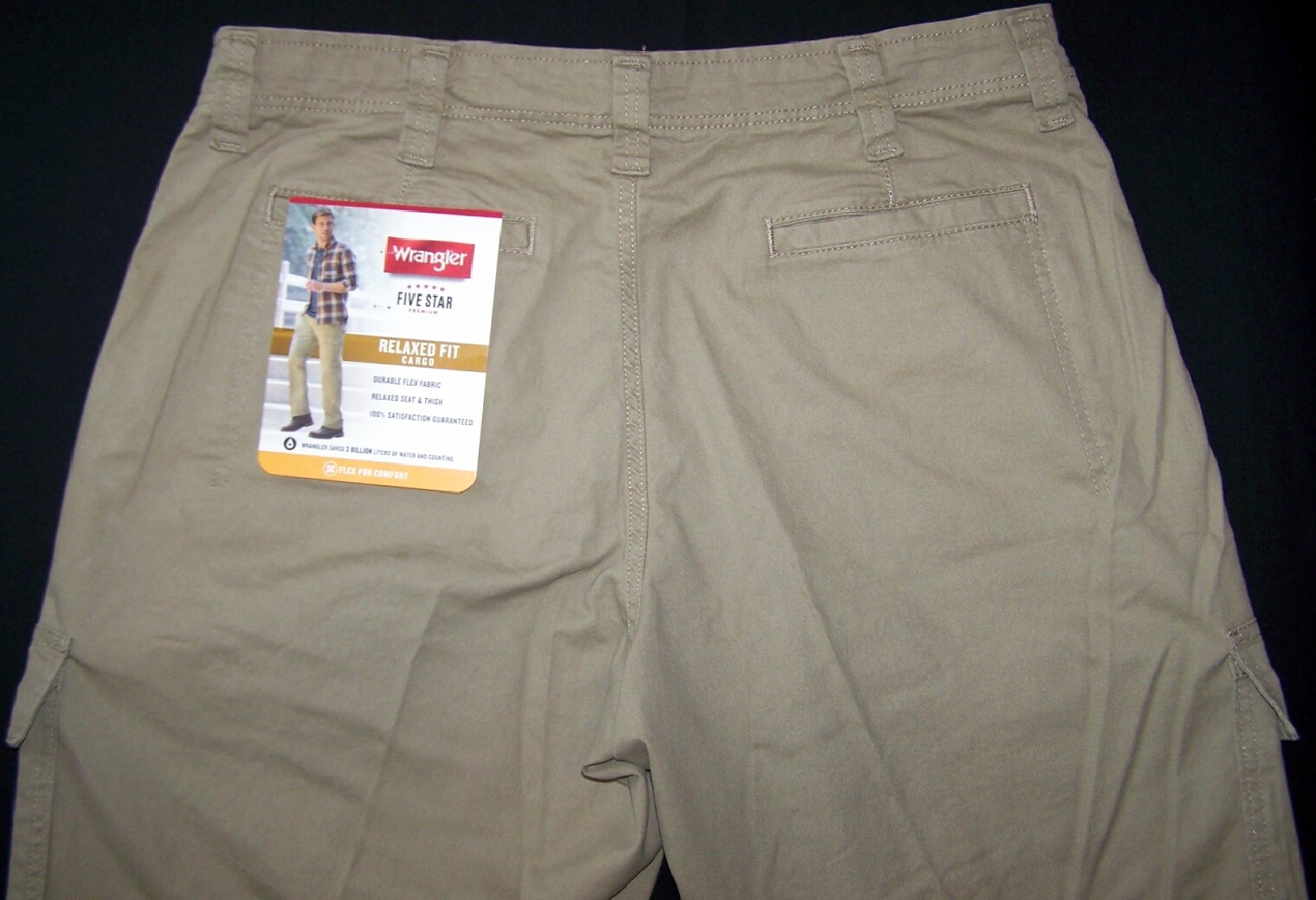 Men’s Wrangler Cargo Pants w/ Stretch Relaxed Fit Beige Tan Khaki CHOOSE SIZES