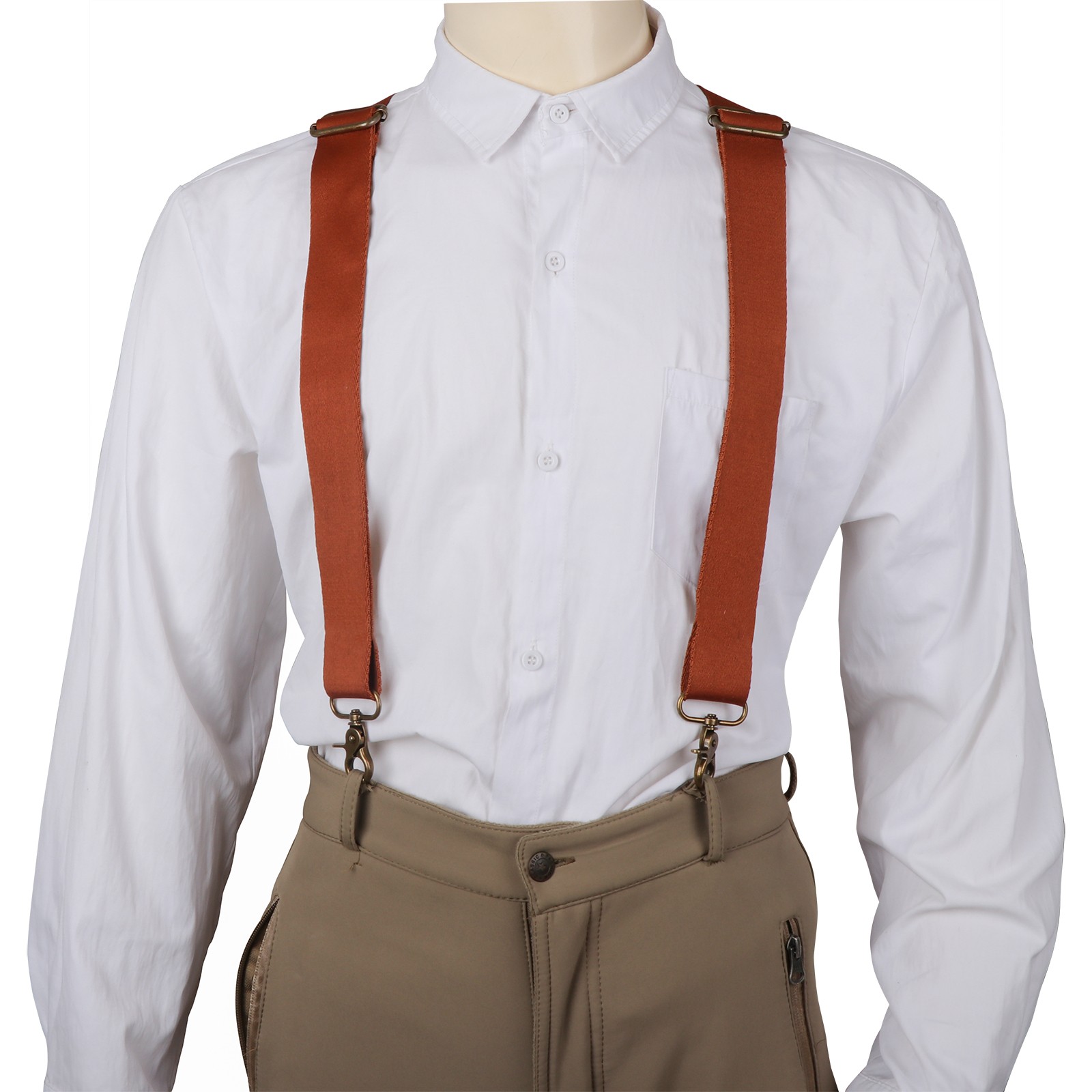 TOURBON Retro Men’s Suspenders Y Back Y-Shaped Hooks Pants Braces Bestman Gift