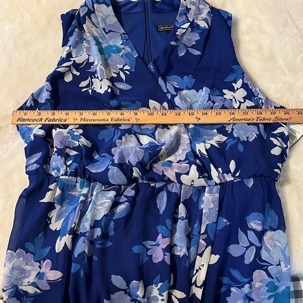 New! Jessica Howard Blue V-Neck Sleeveless Maxi Dress Size 14W NWT