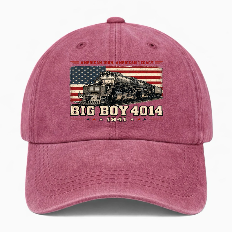 Big Boy 4014 Railroad Dad Hat Vintage Train Lover Adjustable Washed Baseball Cap