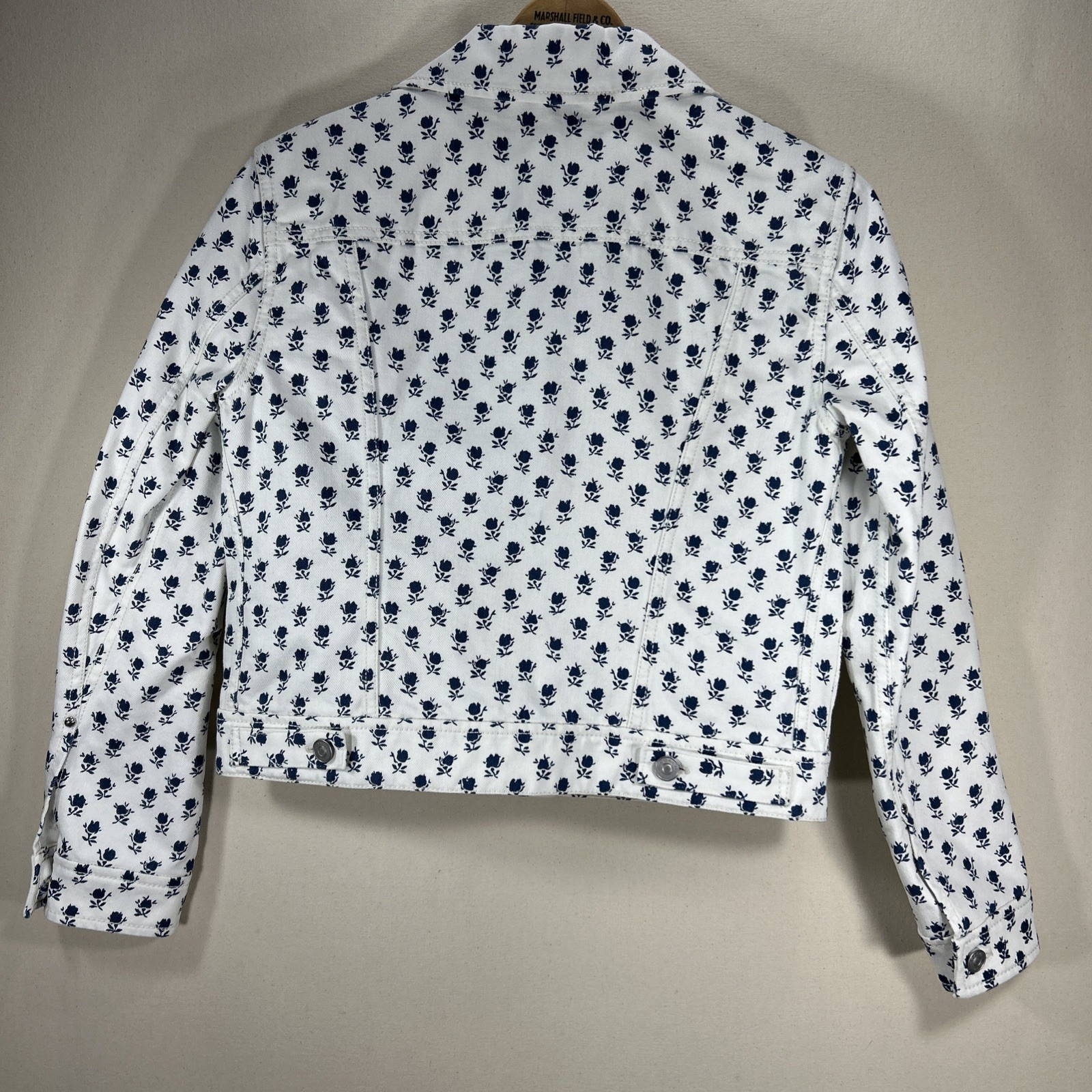 Coach Badlands Womens Size S White Denim Blue Floral Jean Jacket F85742 Preppy