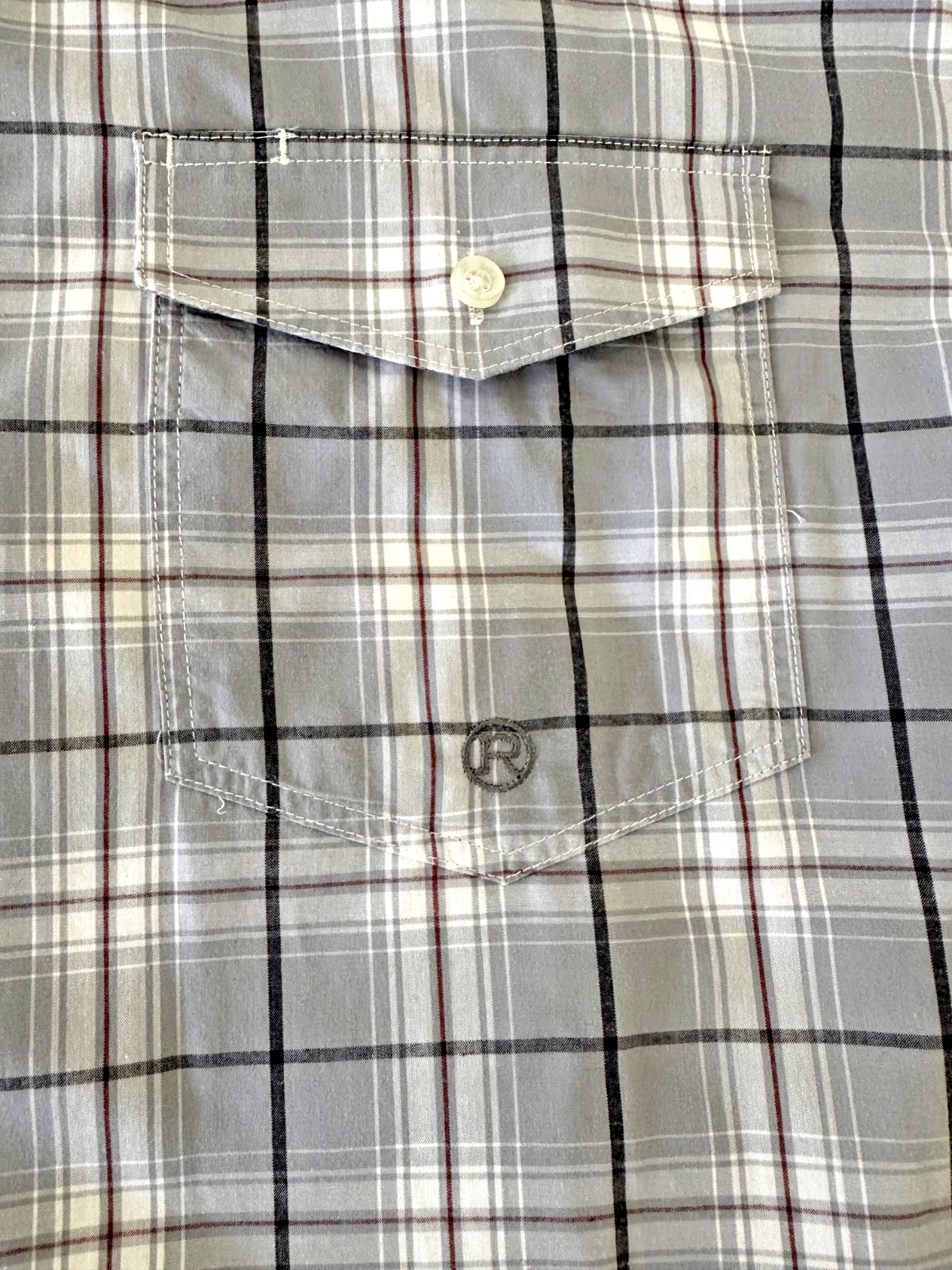 Roper Mens Western Shirt Size L Long Sleeve Button Down Gray Plaid Cowboy
