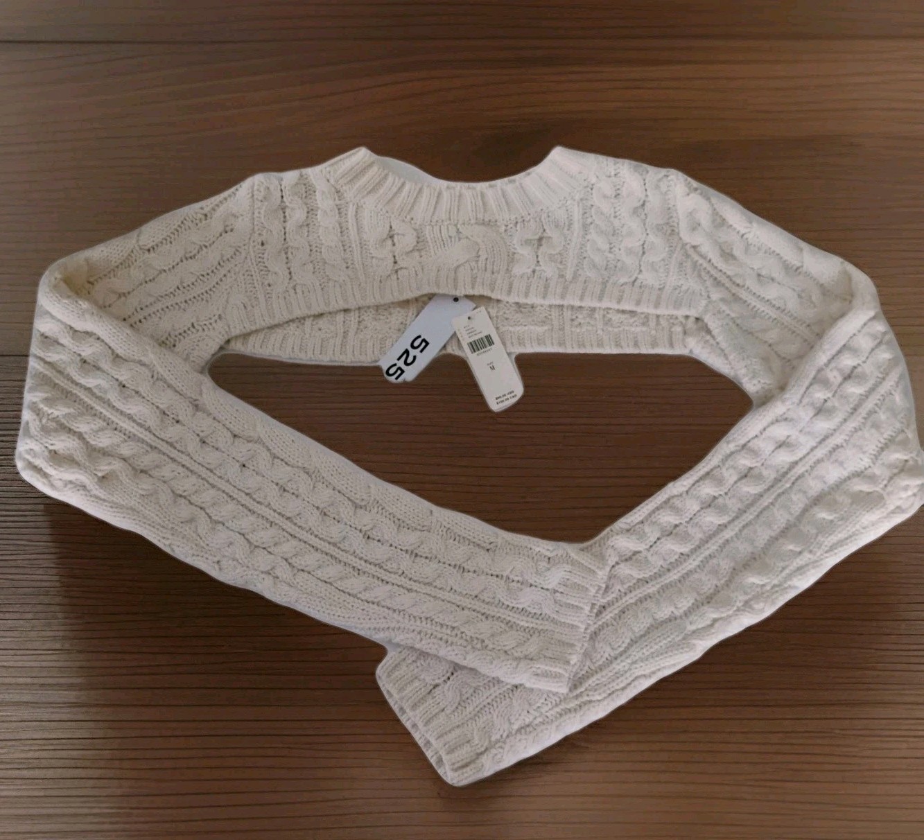 Anthropologie 525 America Cable Knit Shoulder Shrug – Chalk White – Medium – NWT