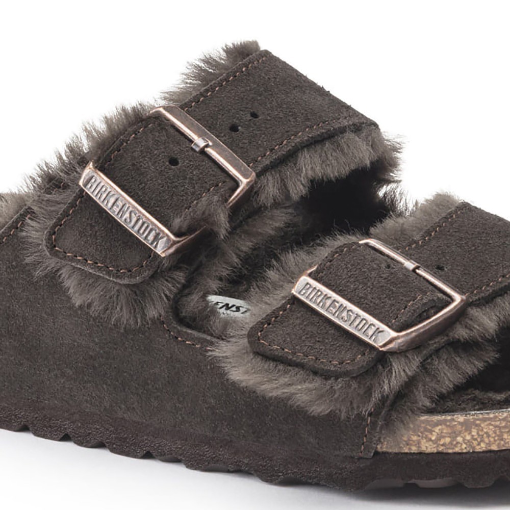 Birkenstock Arizona Shearling Suede Leather Unisex Sandals – Mocha