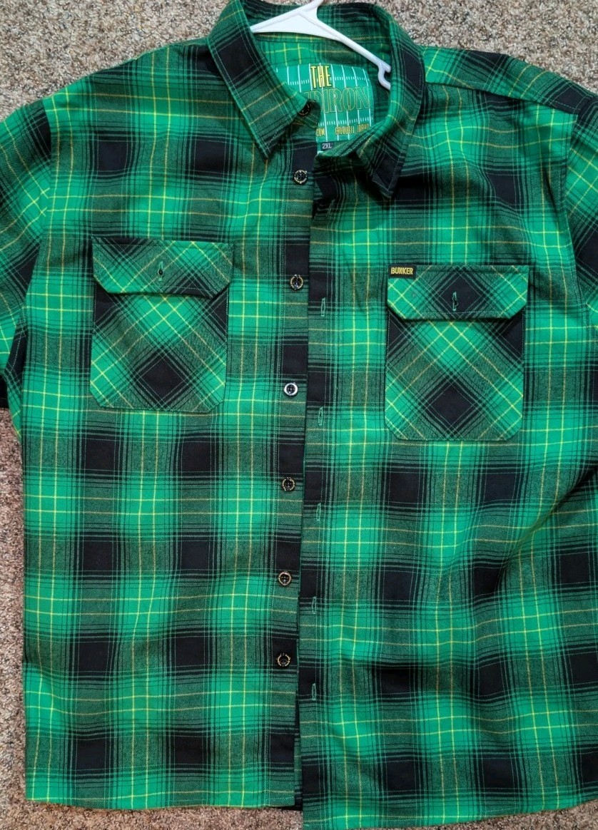 Flannel Bunker Gridiron 2xl Green Plaid Button Flannel