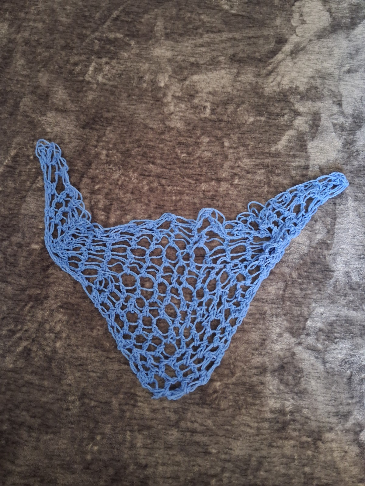 New Handmade Crocheted Head Scarf/Covering, Bandana Blue- One Size