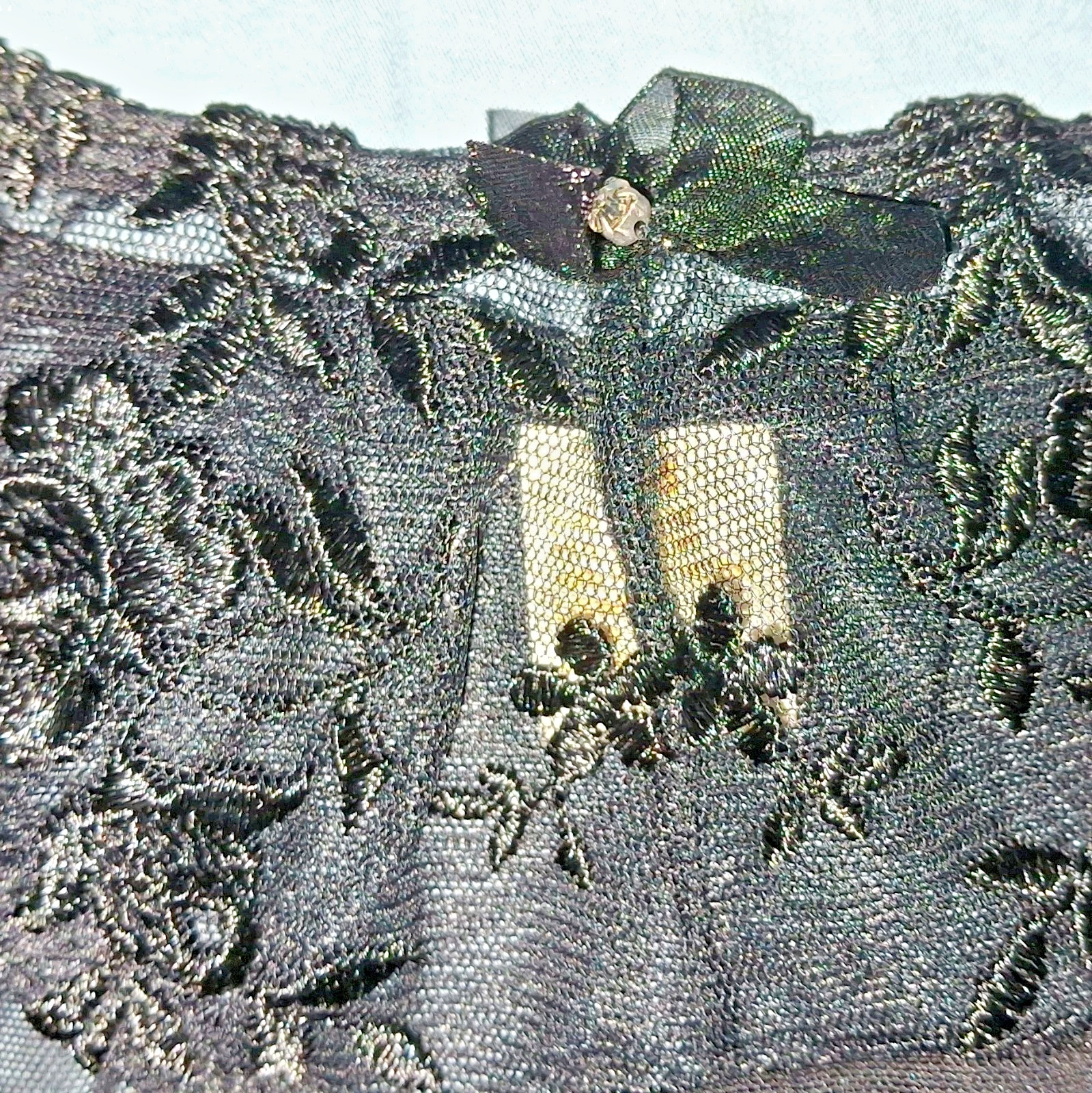 BRAND NEW Without Tags Black Sheer Mesh Bikini Panties Embroidery Bow Size 5/S