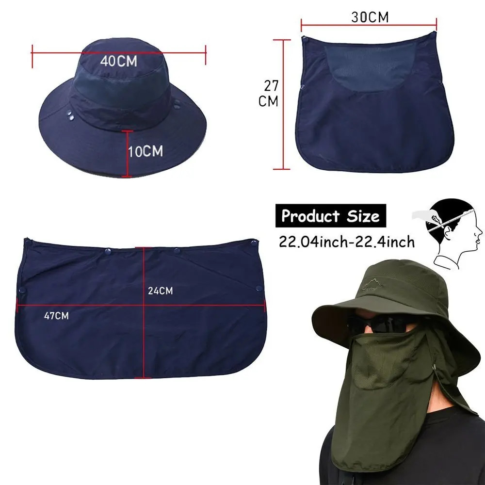 Wide Brim Sun Hat UV Protection Bucket Cap For Hiking Camping Fishing Safari Men