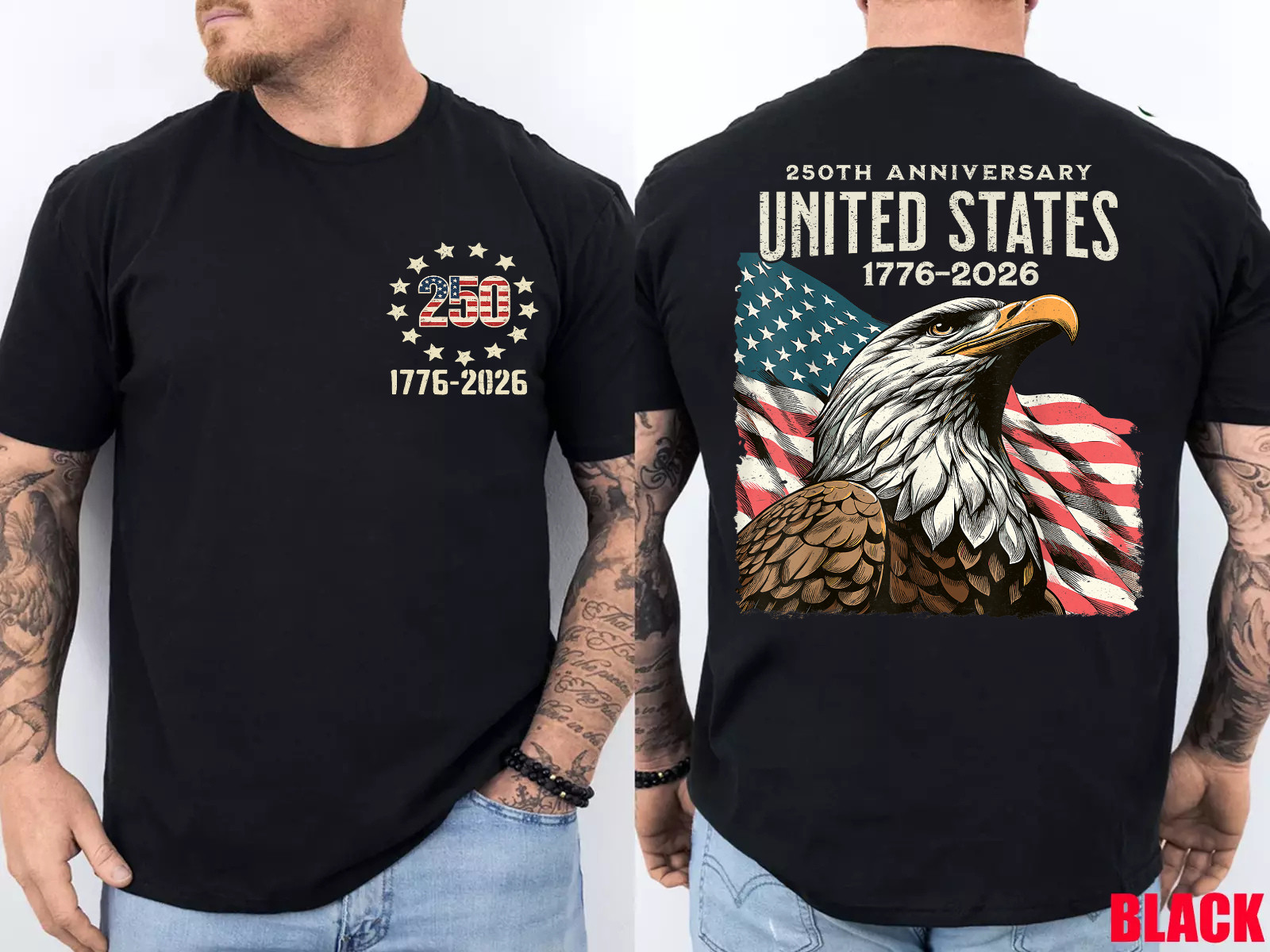 250 Anniversary USA Tee America 250th Unisex Front and Back T-Shirt