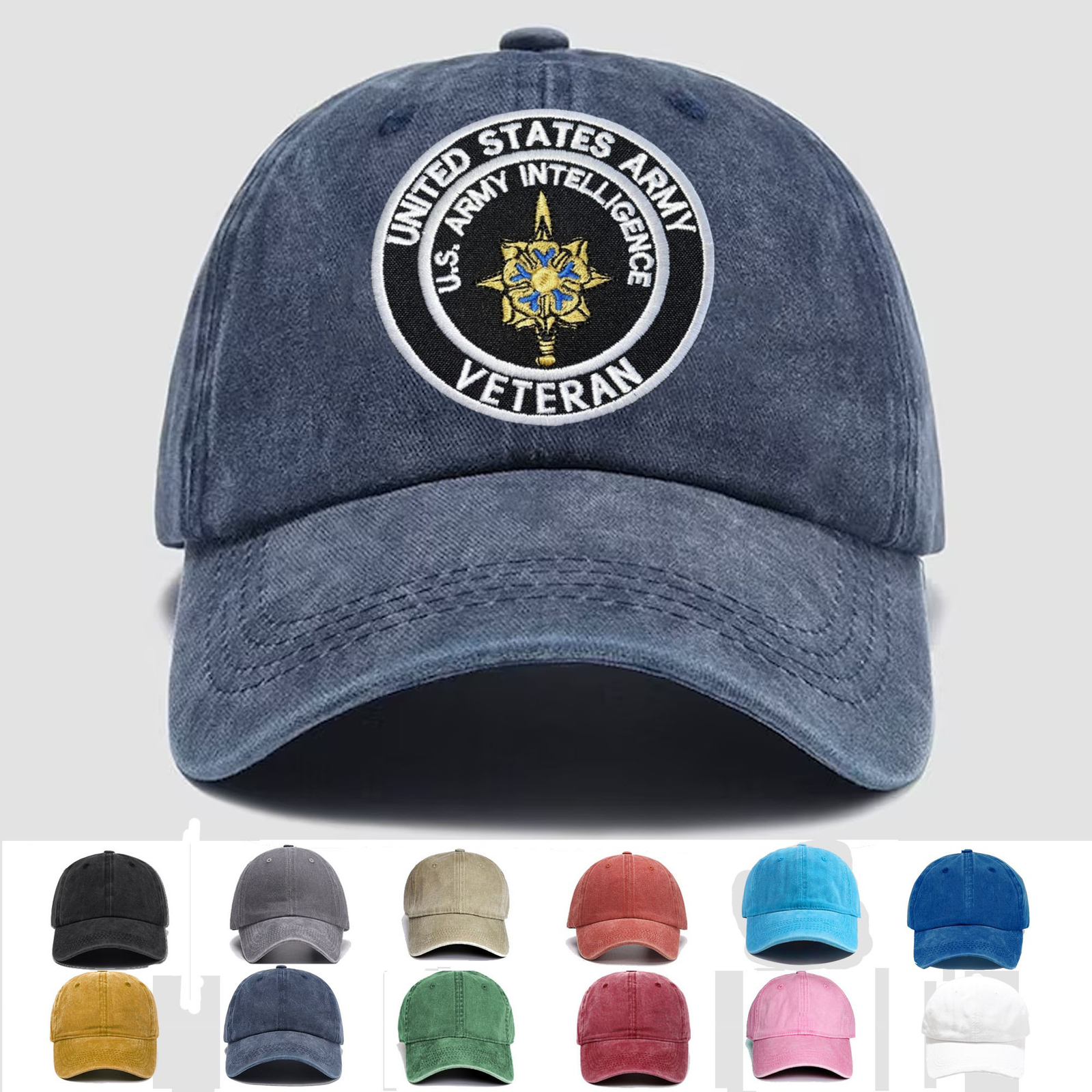 Custom Embroidered Hat US Army Intelligence Veteran, Veteran Cap, Trucker Hat
