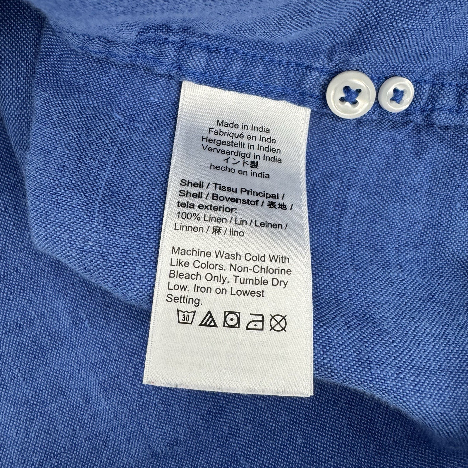 Baird McNutt J Crew Irish Linen Shirt Mens M Classic Fit Blue Lightweight BE546