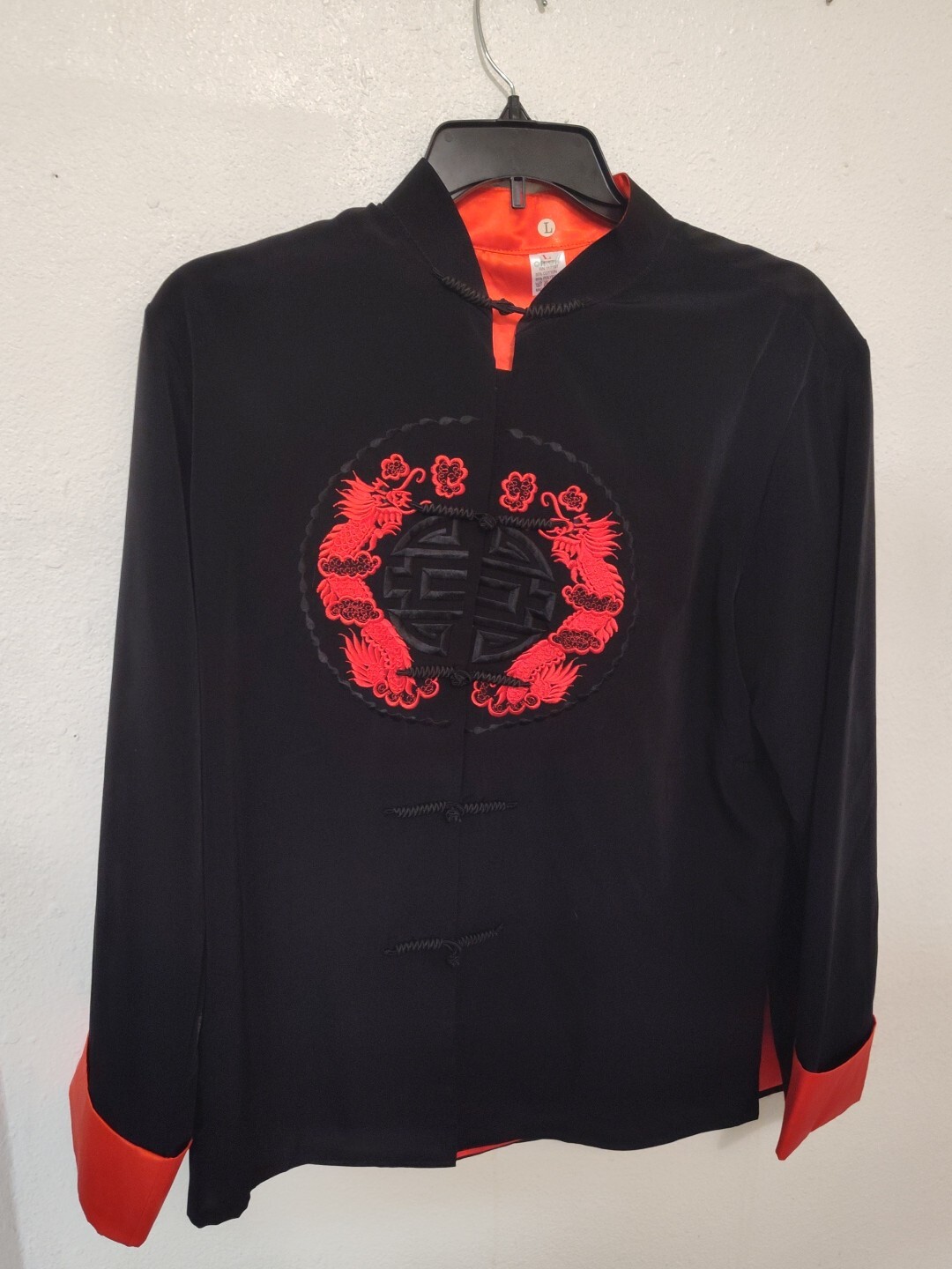 Red Black Dragon Jacket Size Large Oriental Traditional Anime