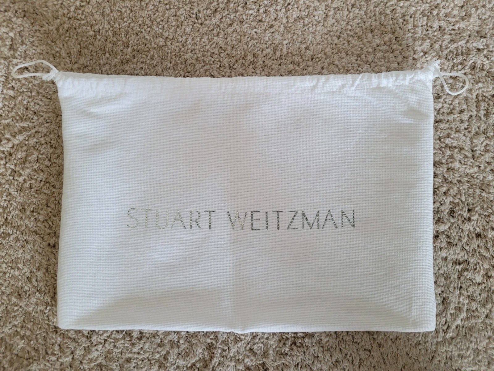 Stuart Weitzman Dust Bag Only For Shoes White Silver Lettering Clean 14″ by 9″