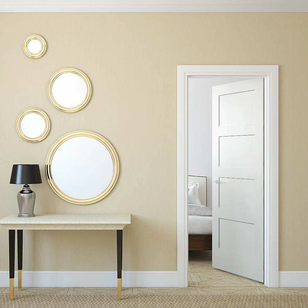 CODEL Doors Shaker Interior Doors 26-in x 80-in White 4-panel Smooth Solid|27440