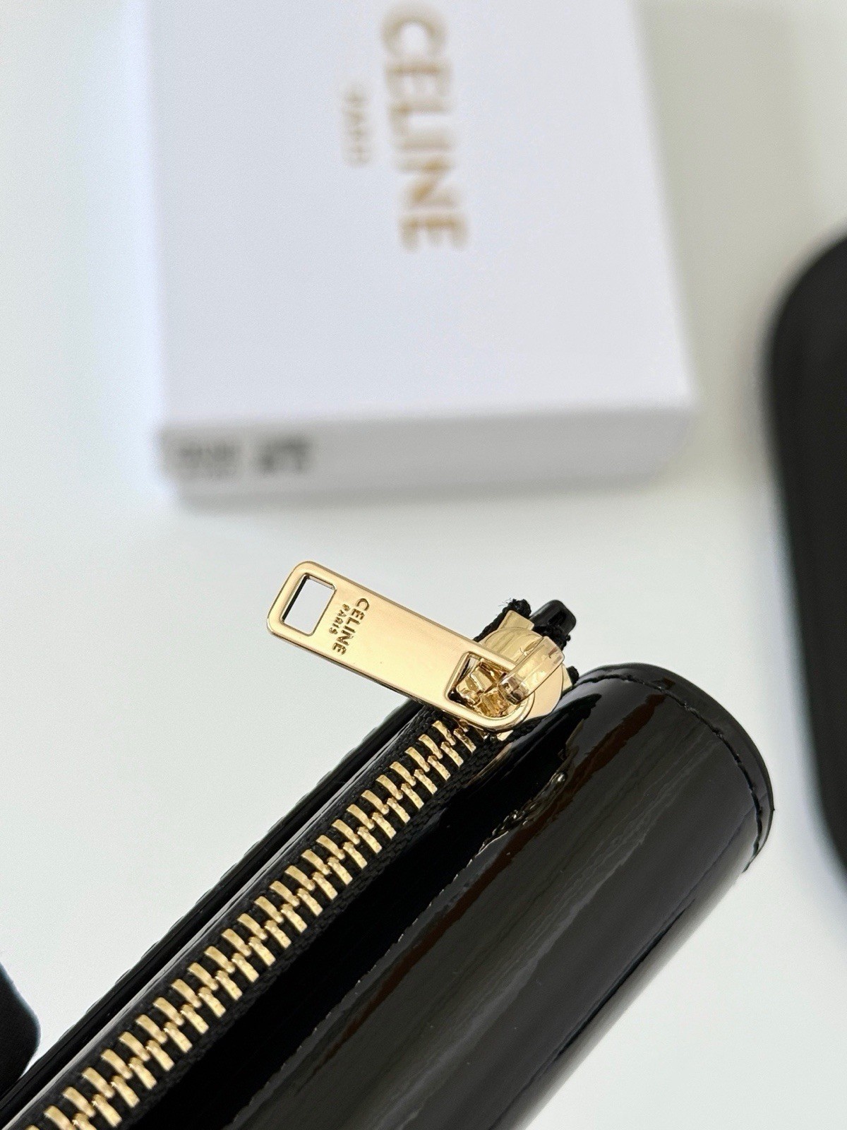 CELINE Black Wallet Gold Logo Hardware Zip Coin Pocket Credit Card Solid Women’s