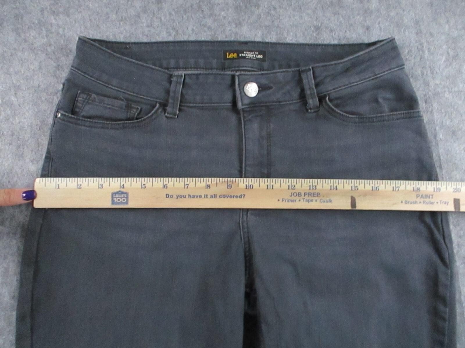 Lee Straight Jeans Womens 12 Gray Charcoal Wash Mid Rise Stretch Shaping 32×30