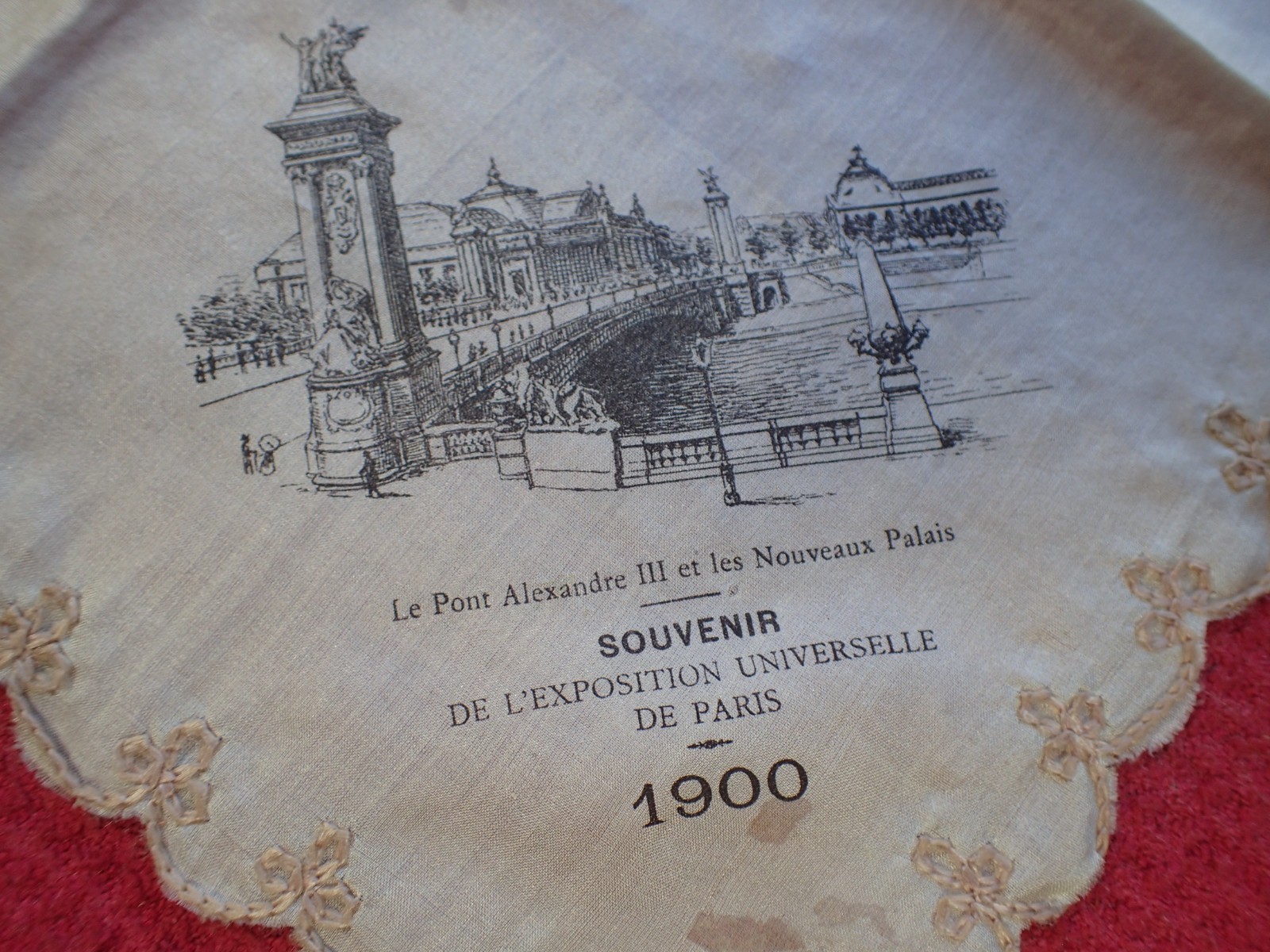 Antique Four (4) 1900 Paris Exposition and Hand Tatting Handkerchiefs