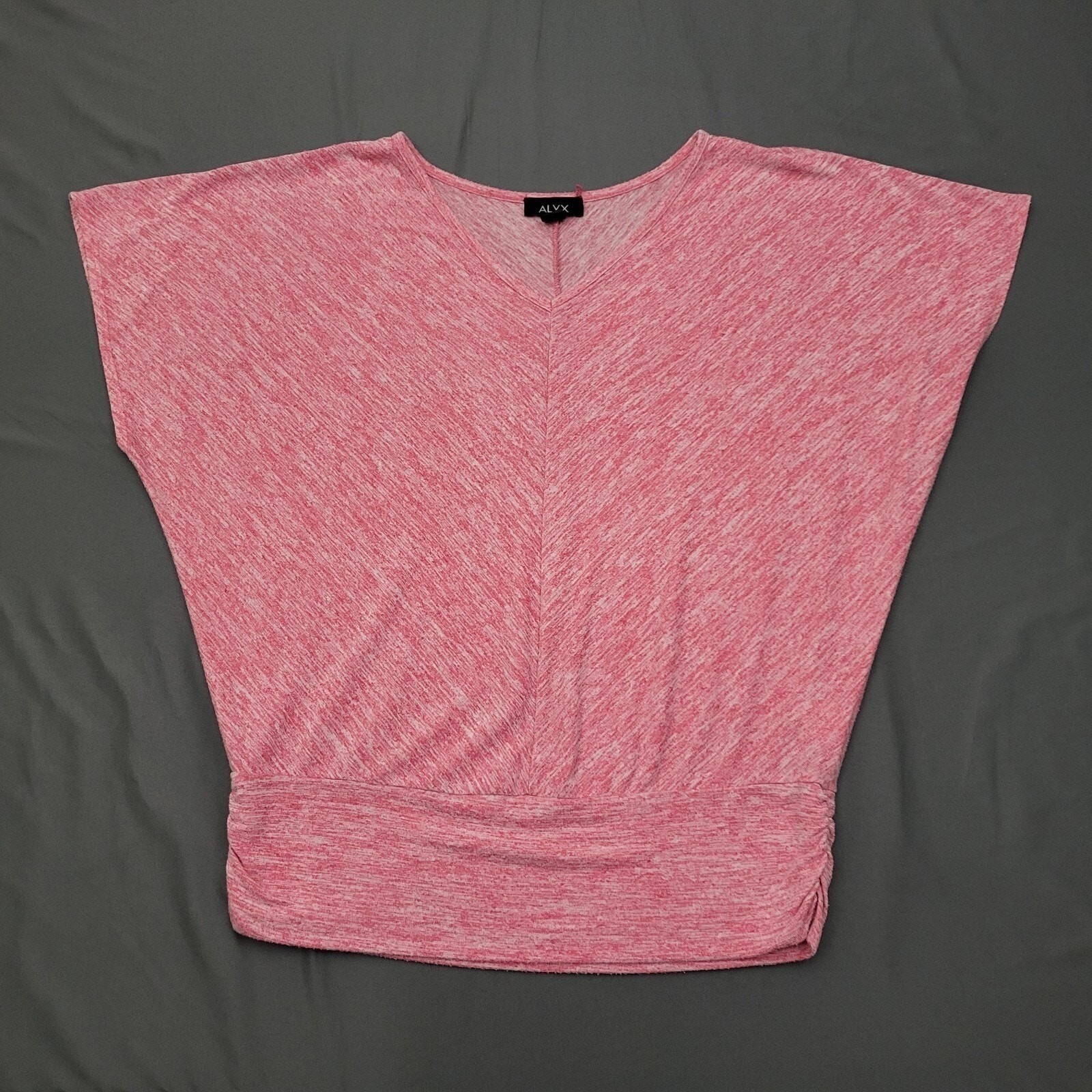 ALYX Womens Hot Pink Heather Space Dye Dolman Sleeve V-Neck Banded Hem Top M