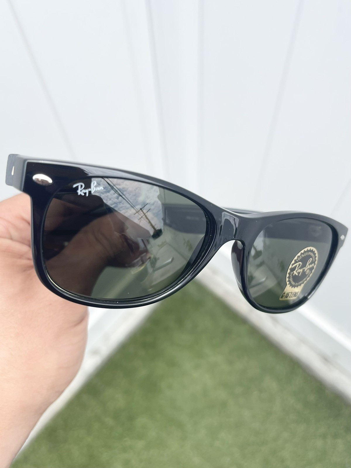 NWT Authentic Ray Ban New Wayfarer RB2132 2132 Black G15 Lens Size 55/18