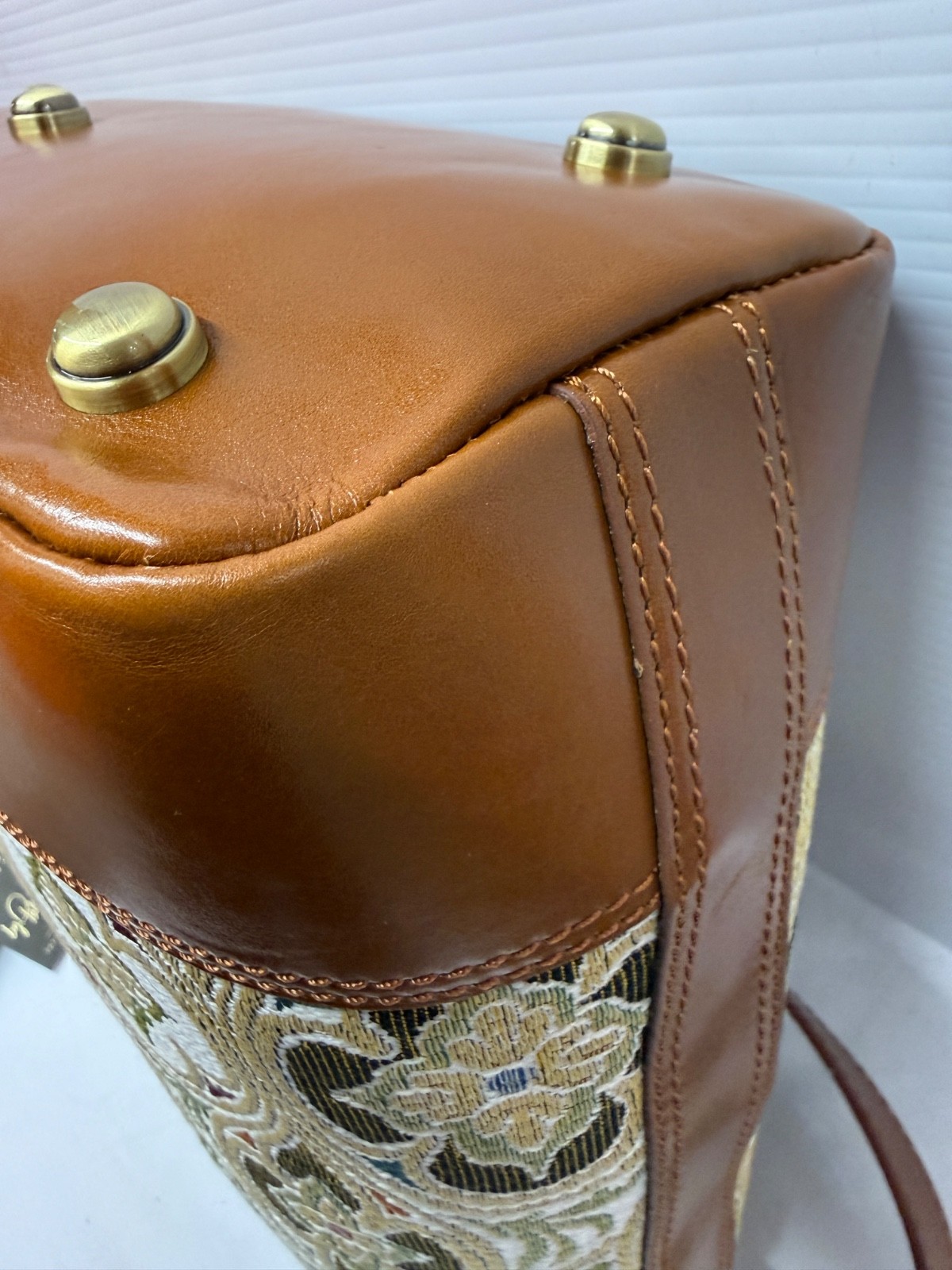Patricia Nash LESINA Discovery Tapestry & Leather Tan Tote NEW $399 309 OF 400