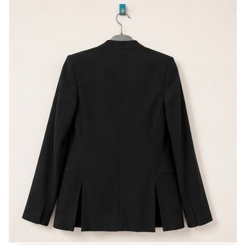 Theory Black Virgin Wool Open Front Collarless Blazer Jacket Size 2