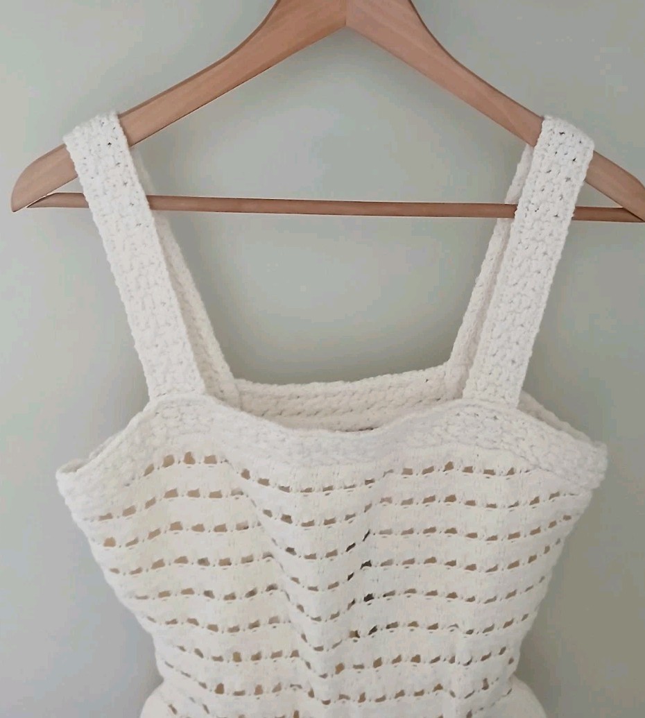 New J. Crew Crochet Ruffle Sweater Tank Top Size Small Cream Cottagecore Coastal