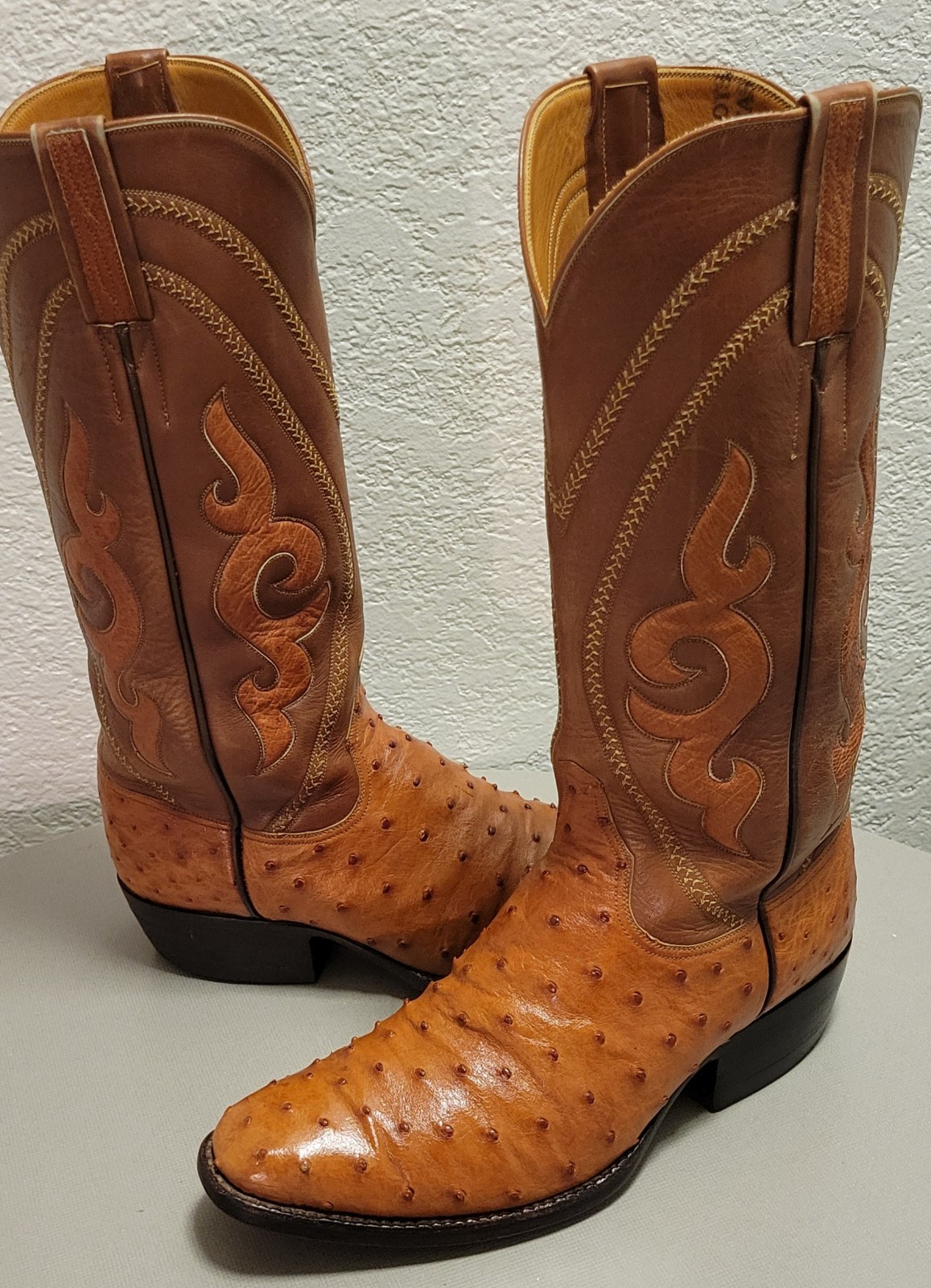 ROGERS HANDMADE OSTRICHSKIN WESTERN BOOTS SIZE 8 1/2 D