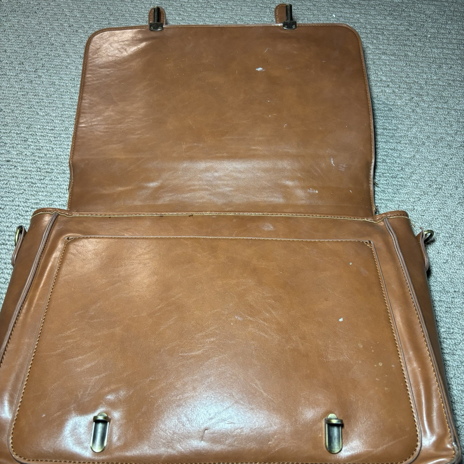 ECOSUSI Laptop Bag Vegan Leather Messenger Brown Briefcase Backpack 15.6