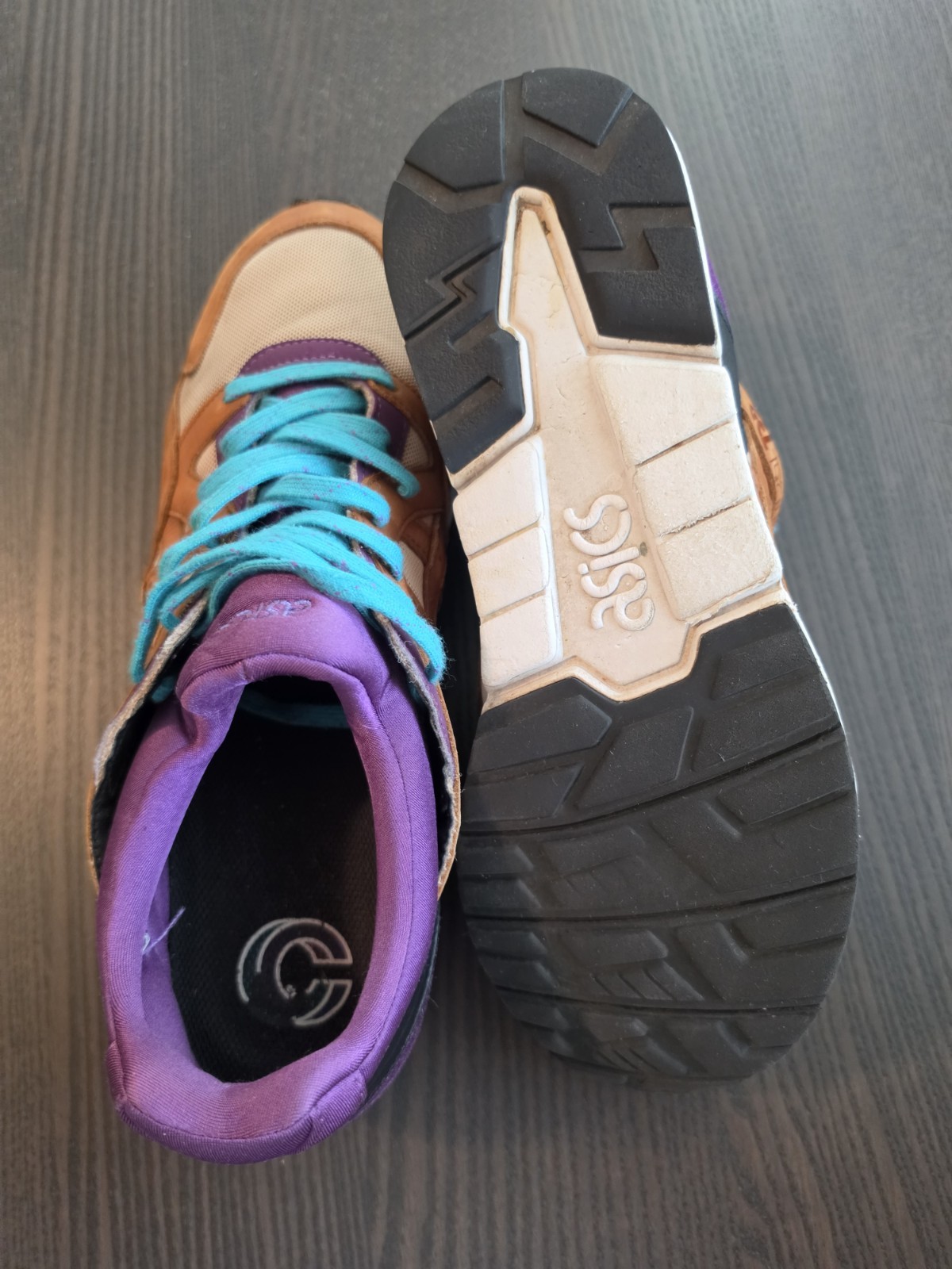 Asics Gel-lyte V Brown/Purple/White Men’s Size 10 Slight Water Stays On Side