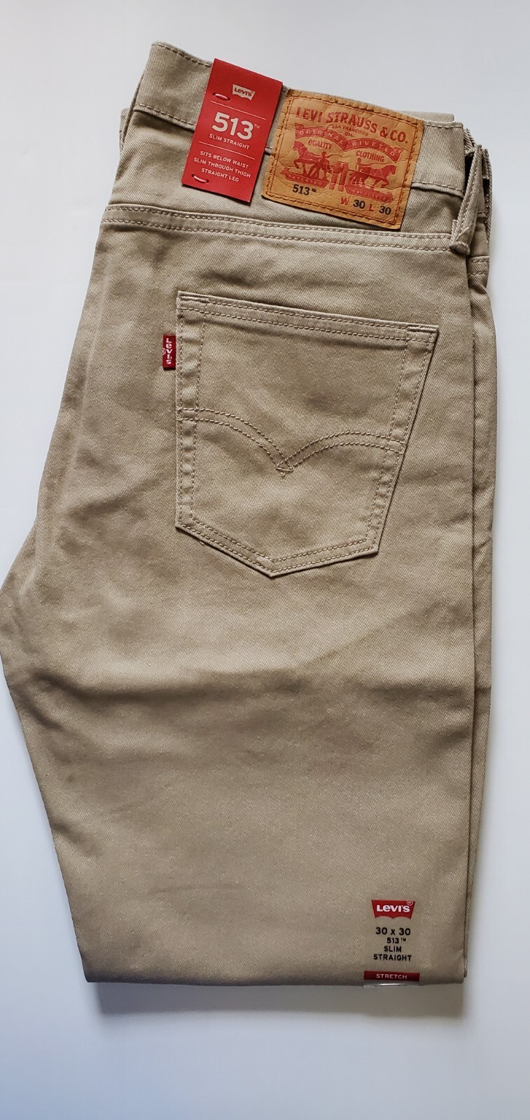 Levis 513 Slim-Straight Stretch Men’s Jeans, Color: True Chino Size: 30″W x 30″L