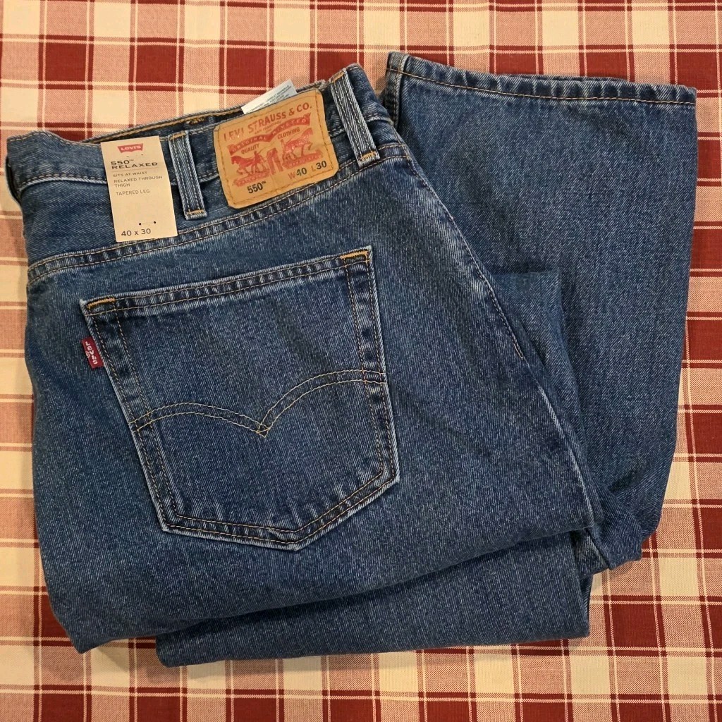 Levi’s 500 Series 550 Relaxed Fit Tapered Blue Denim Jeans Big & Tall NWT