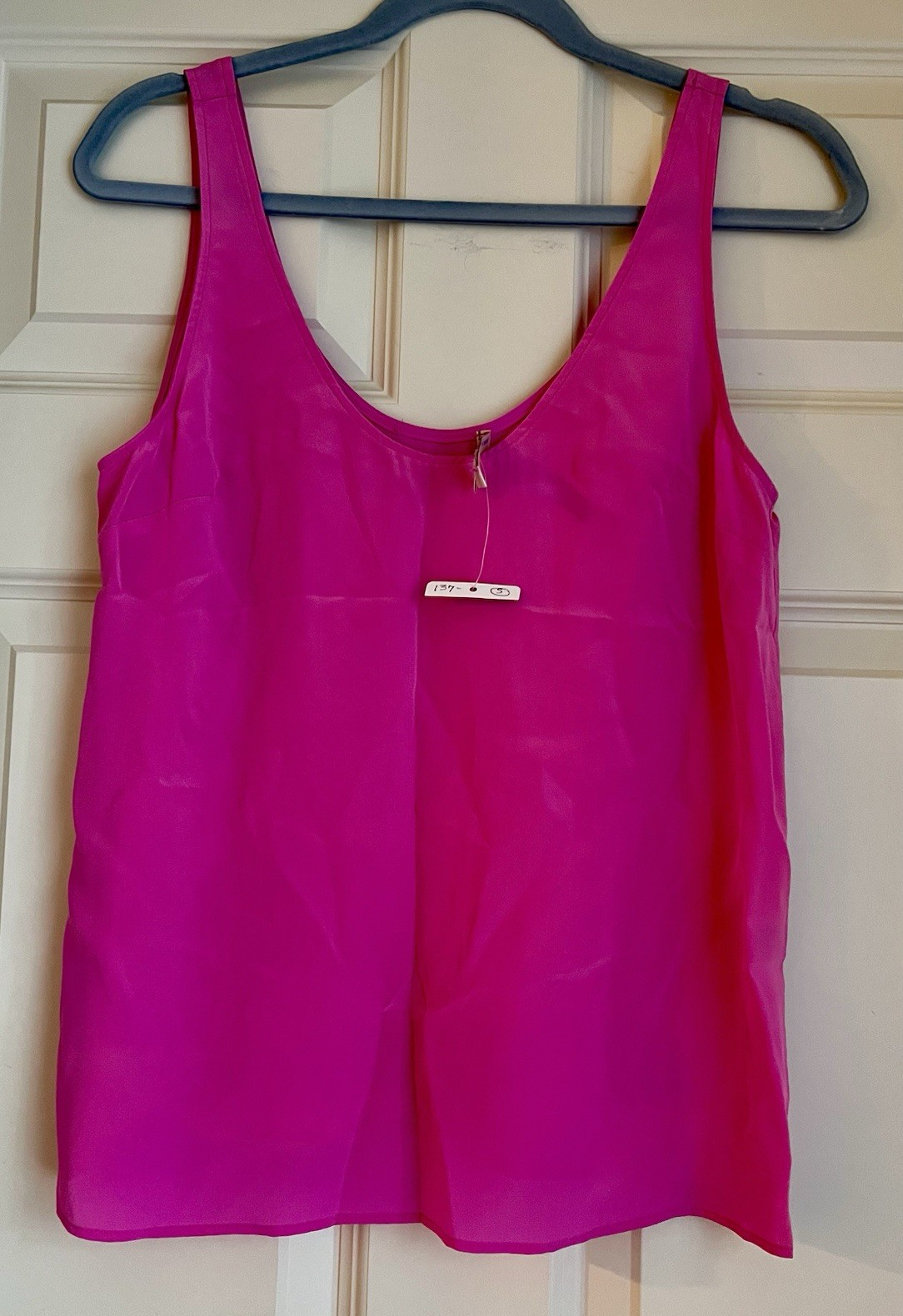 Lavendar Brown Pink Sleeveless 100% silk Wide Strap Pullover Tank Top S