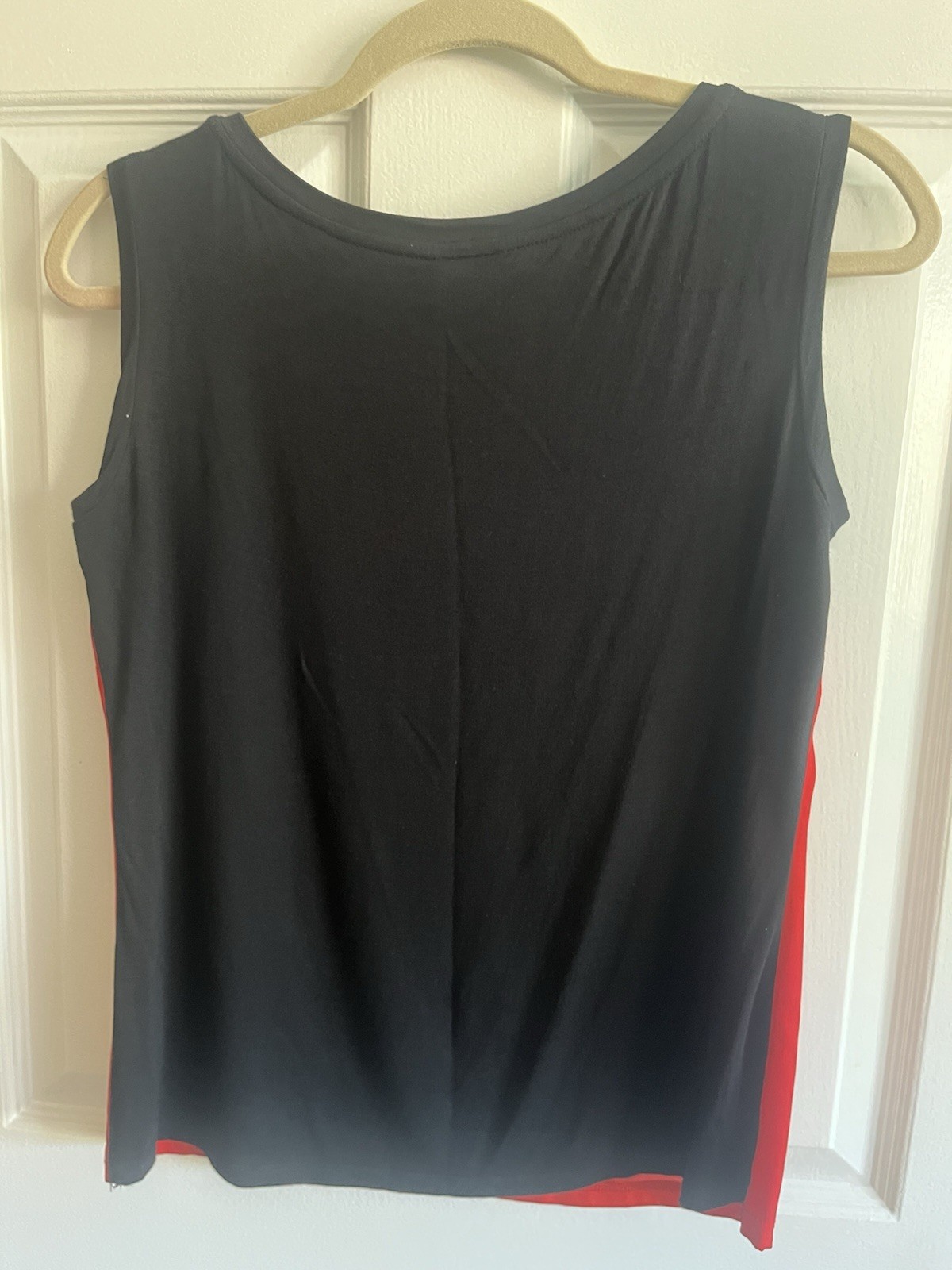 Worthington Red Black Lace Overlay Round Neck Sleeveless Tank Top Petite PS