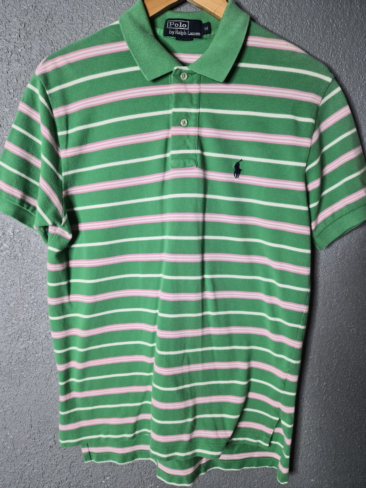 vintage 1990s Polo By Ralph Lauren shirt Stripes Green Pink White Size Medium
