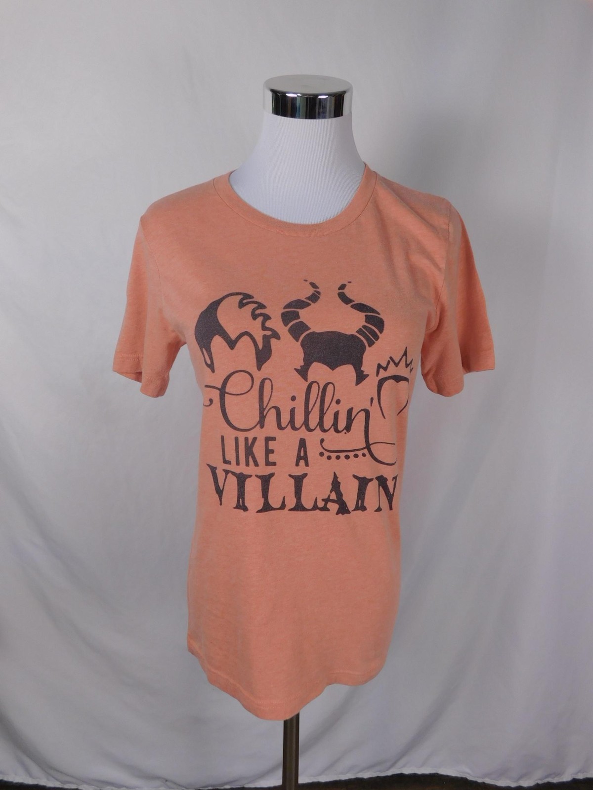 Bella Canvas Shirt Womens Small Peach Chillin Like A Villain Disney Villains Tee