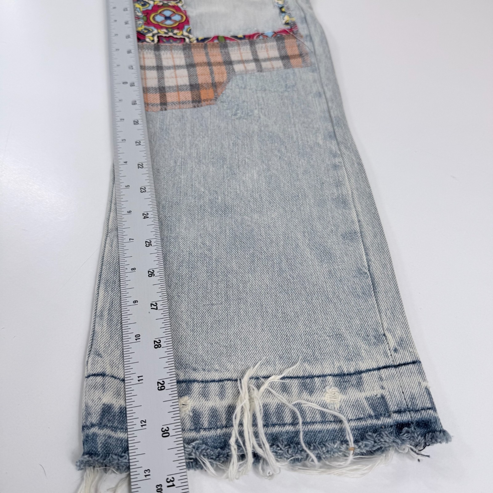MNML V291 Jeans Patchwork Mens 30 Button Fly Y2K Denim Texture Pattern Pants