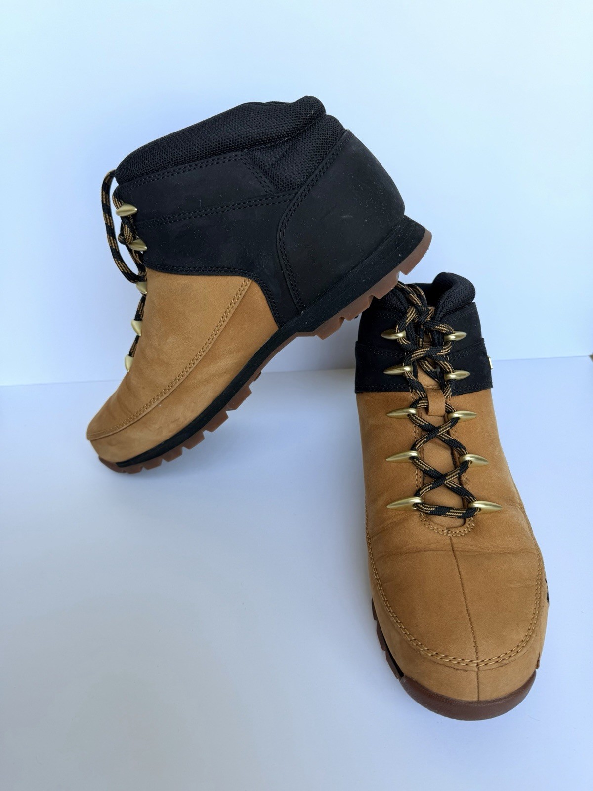Timberland Men’s Hiker Ankle Boots Leather Beige/Black Lace-Up US 11.5