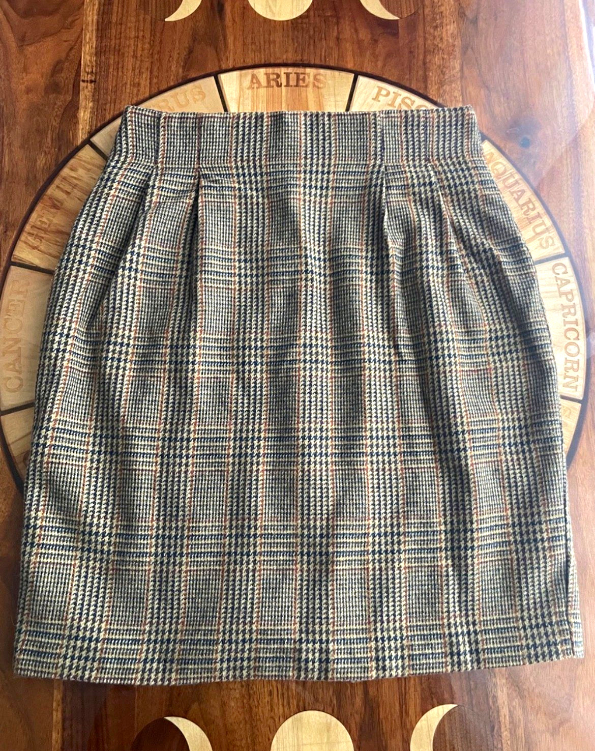 NYCC New York Clothing Co Plaid Pleated Pencil Skirt 8 Lined Brown Orange Tan
