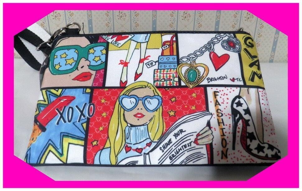 BRIGHTON GLAM GIRL Canvas CROSSBODY Pouch Handbag Bag Nwtag $100 75%