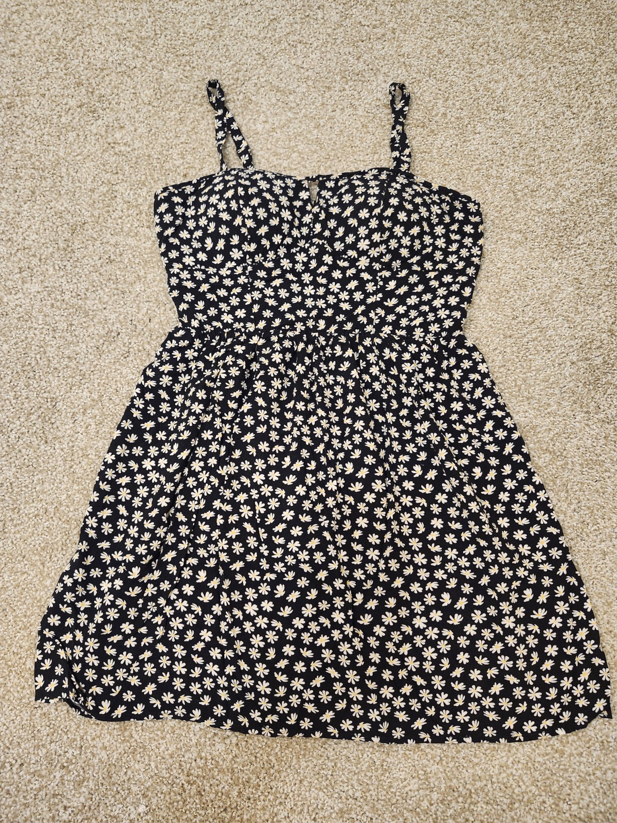 A.U.W Cute Black Floral Summer Dress With Daisy Flowers Mini Dress Size Large