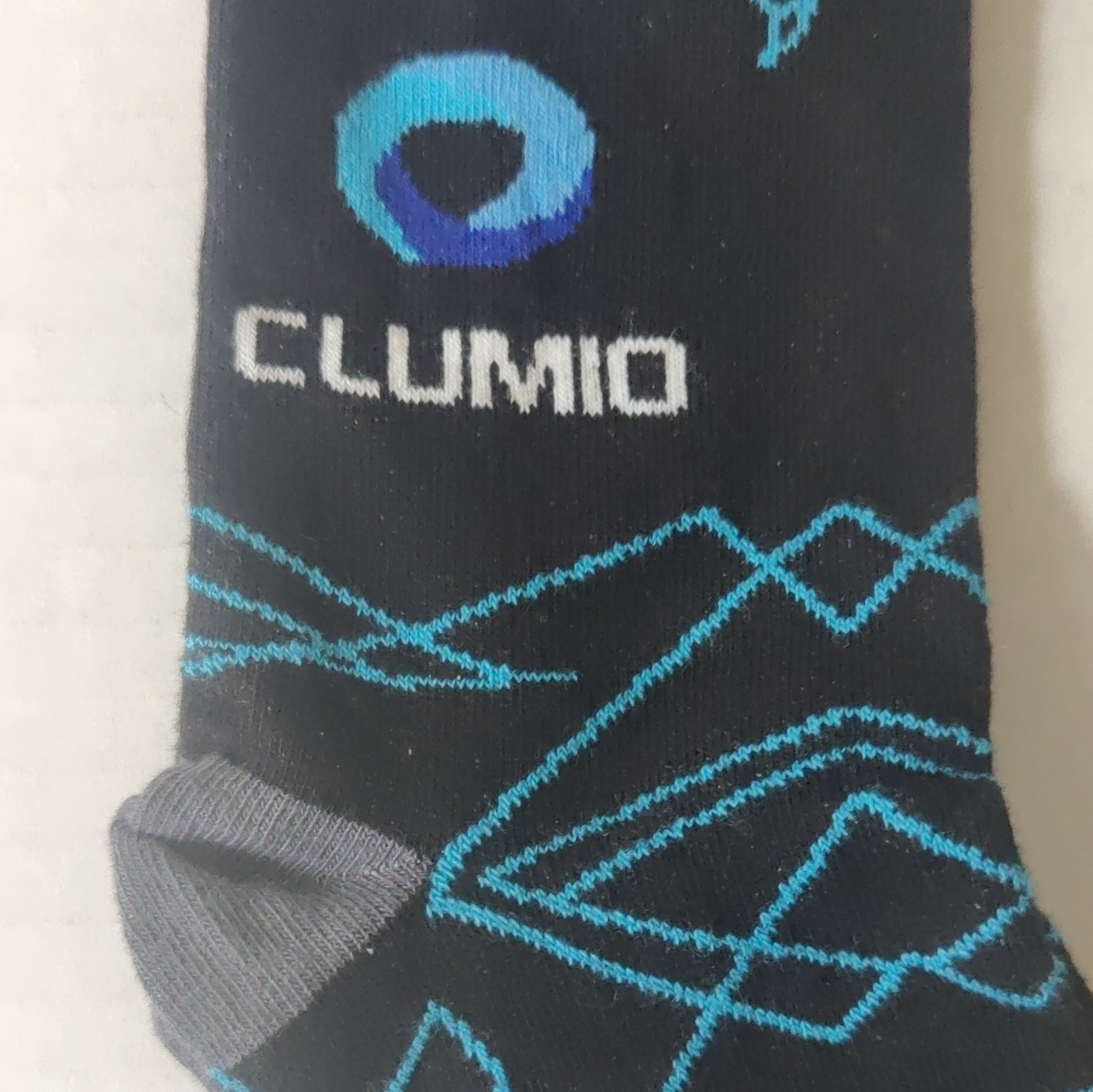 CLUMIO Crew Socks Geometric Pattern Black/Blue/Gray One Size Cotton Blend