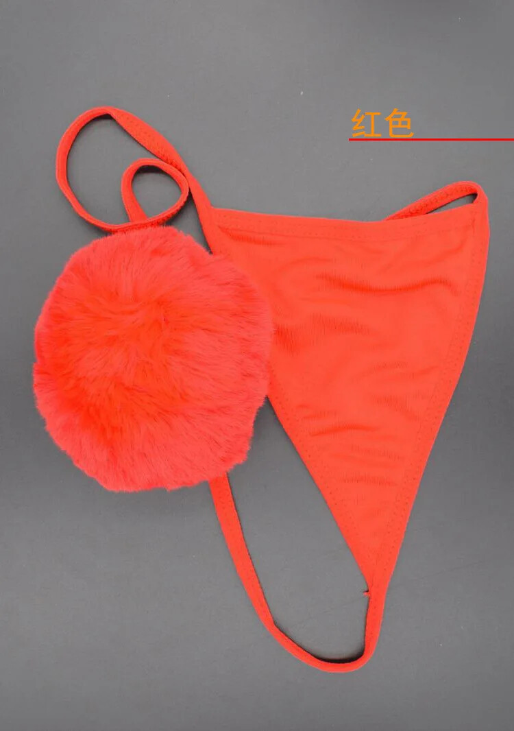 Soft Rabbit Tail Sexy Lingerie G String Female Underwear Thong Briefs Panties