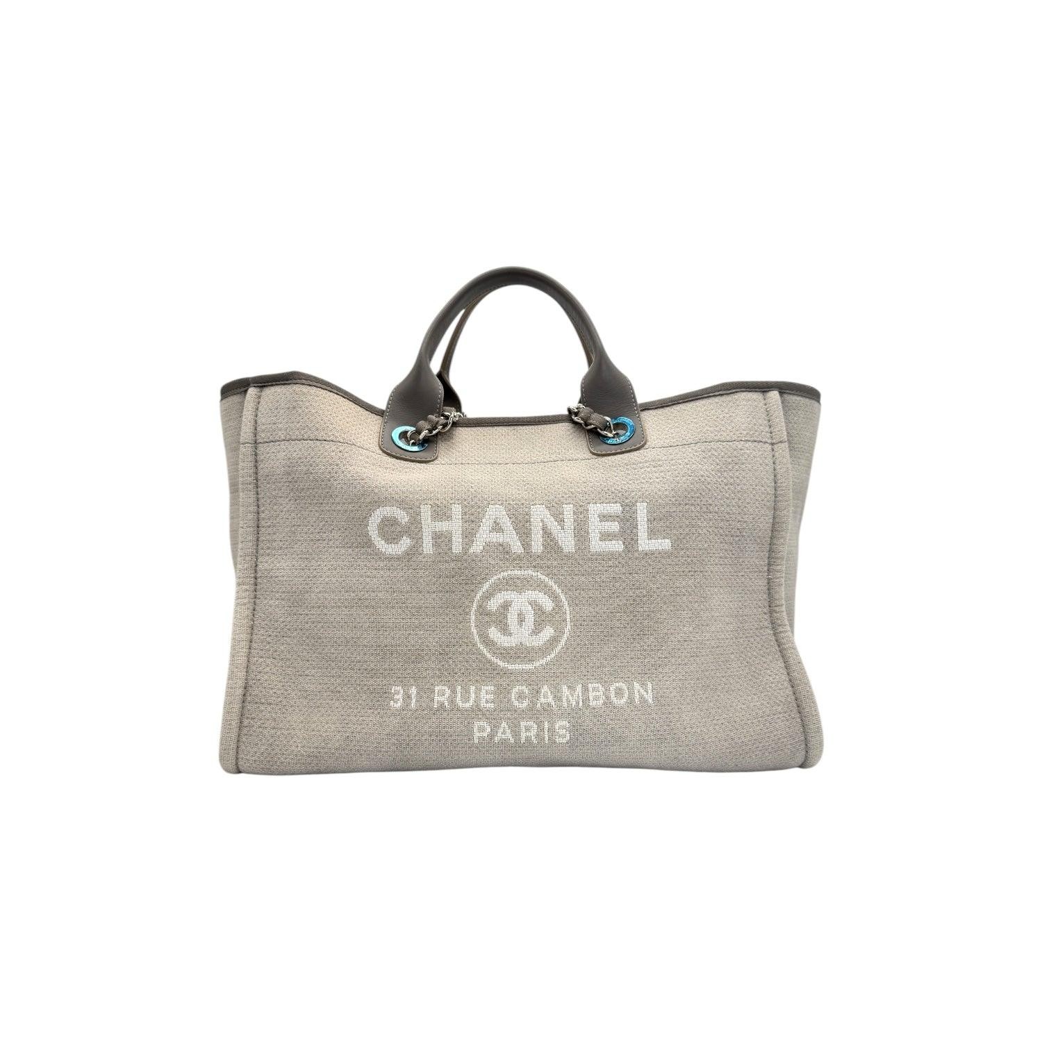 Chanel 2015 Medium Gray Deauville Shopping Tote
