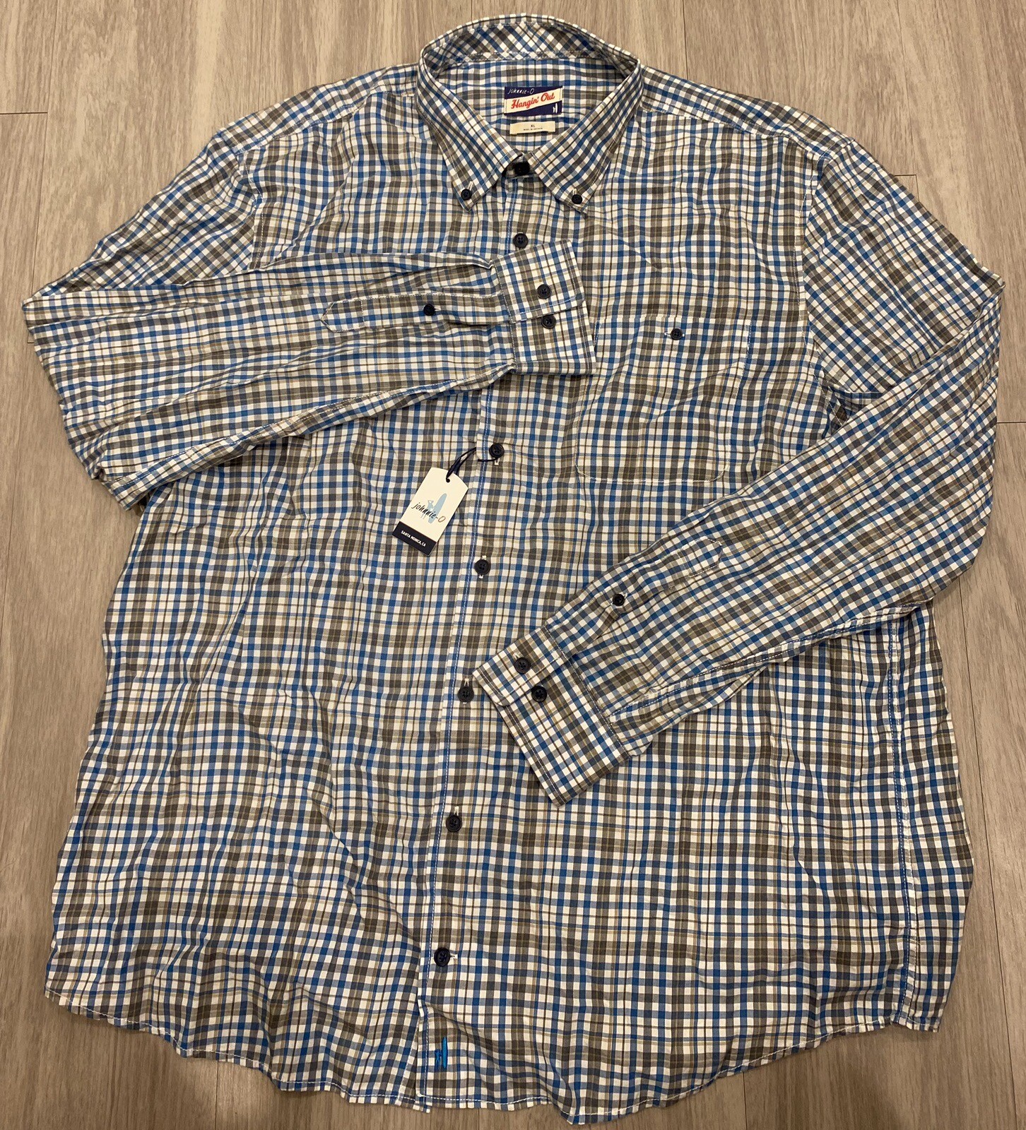 NWT $148 Johnnie-O Elmer Hangin’ Out Button Up Shirt Laguna blue sz XL