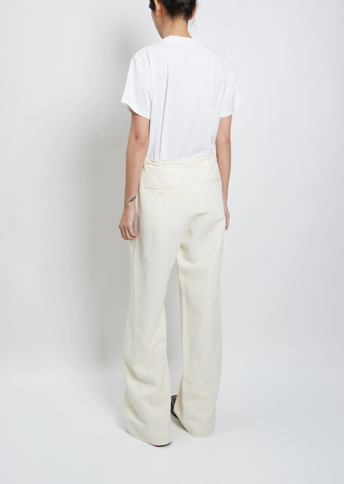 New $1290 The Row Dandy Silk & Linen-Blend Wide Leg Pants in Ivory sz 2/XS