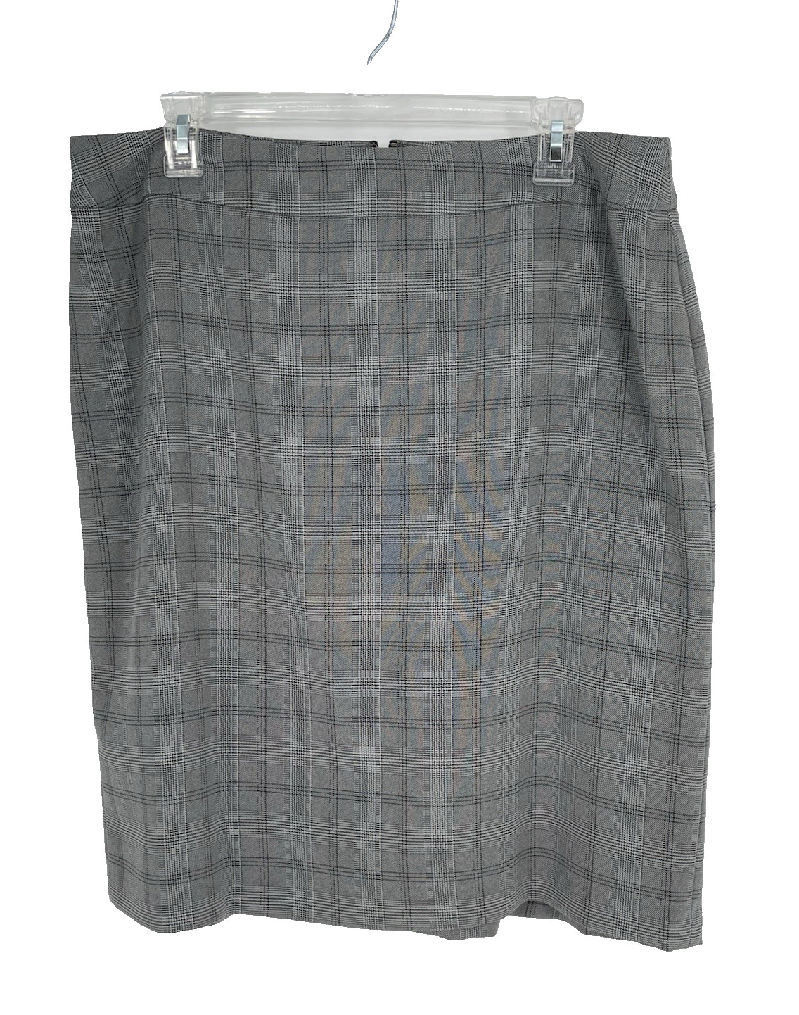 Evan Picone Womens 14P Skirt Suit Gray Window Pane Plaid Pattern One Button