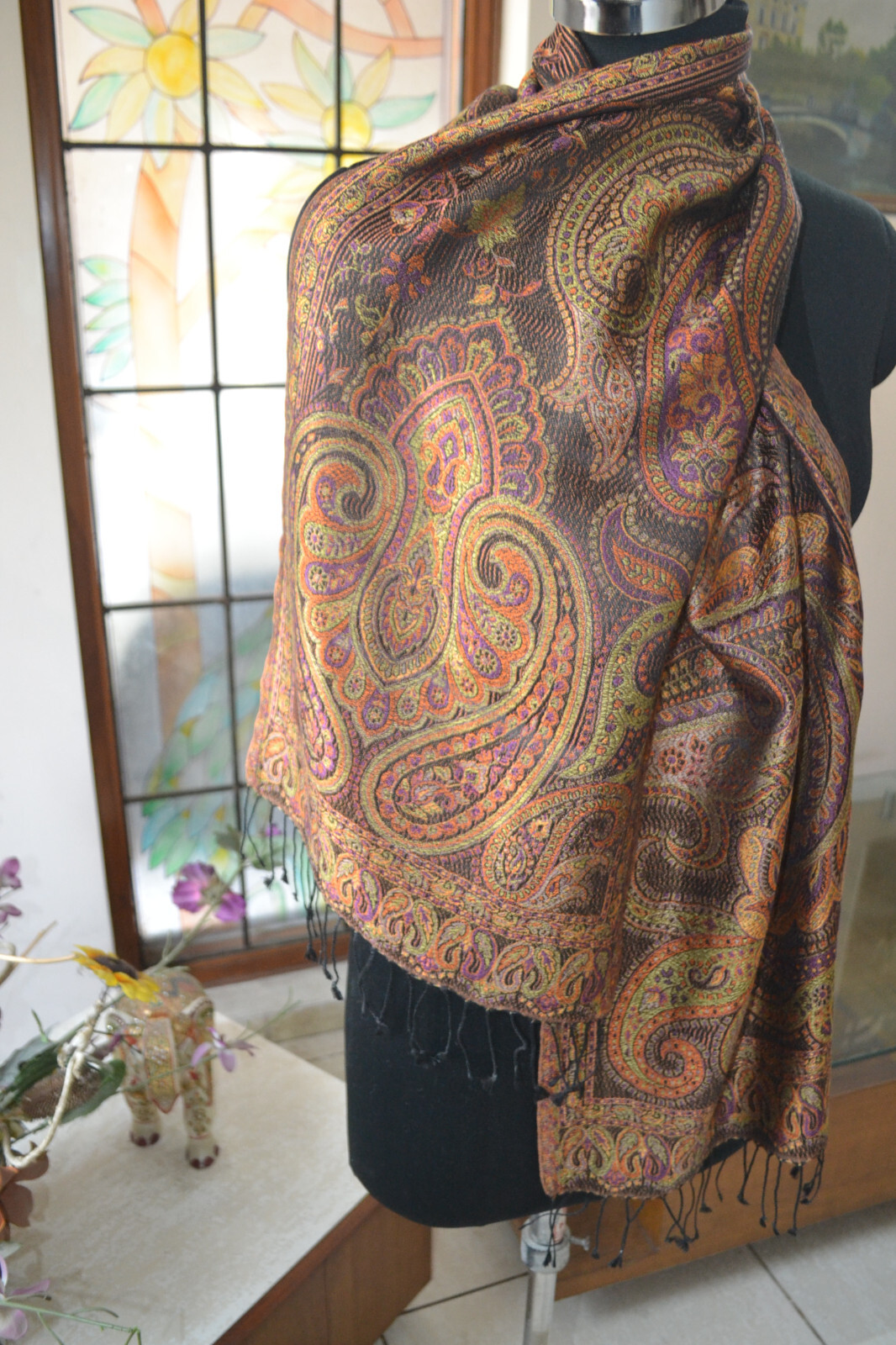 EXQUISITE IRIDESCENT SILK PASHMINA JAMAVAR SCARF JAMAVAR CHALE ~16 DESIGN STOCK