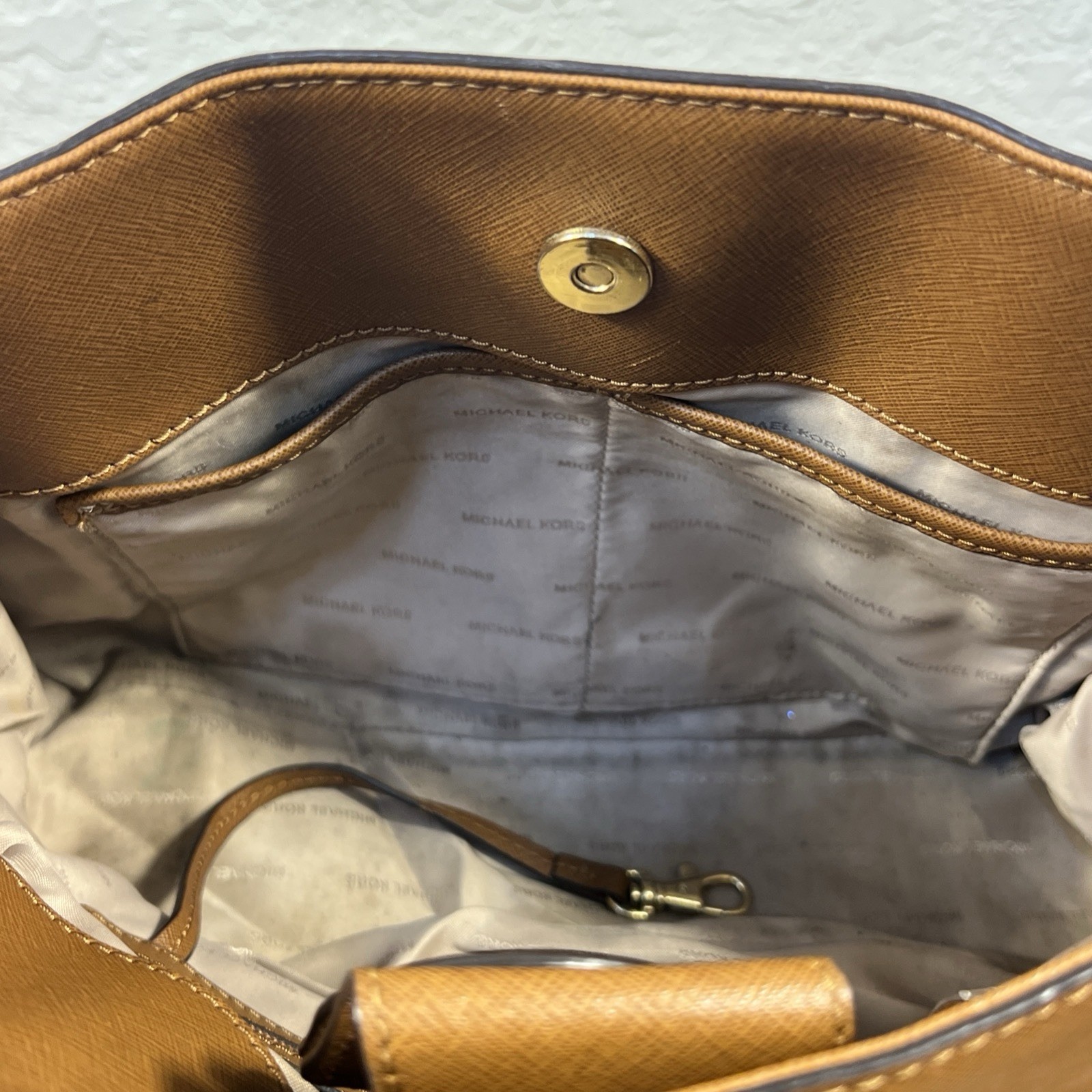 Michael Kors Brown Medium Satchel Top Handle Shoulder Strap Gold Hardware Lock